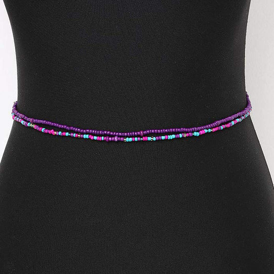 Bomine Boho Waist Chain Body Bead Belly Chains African Body Jewelry Bikini Chains Colorful for Women and Girls (Colorful-Purple) Apparel & Accessories > Jewelry > Body Jewelry Bomine Turquoise