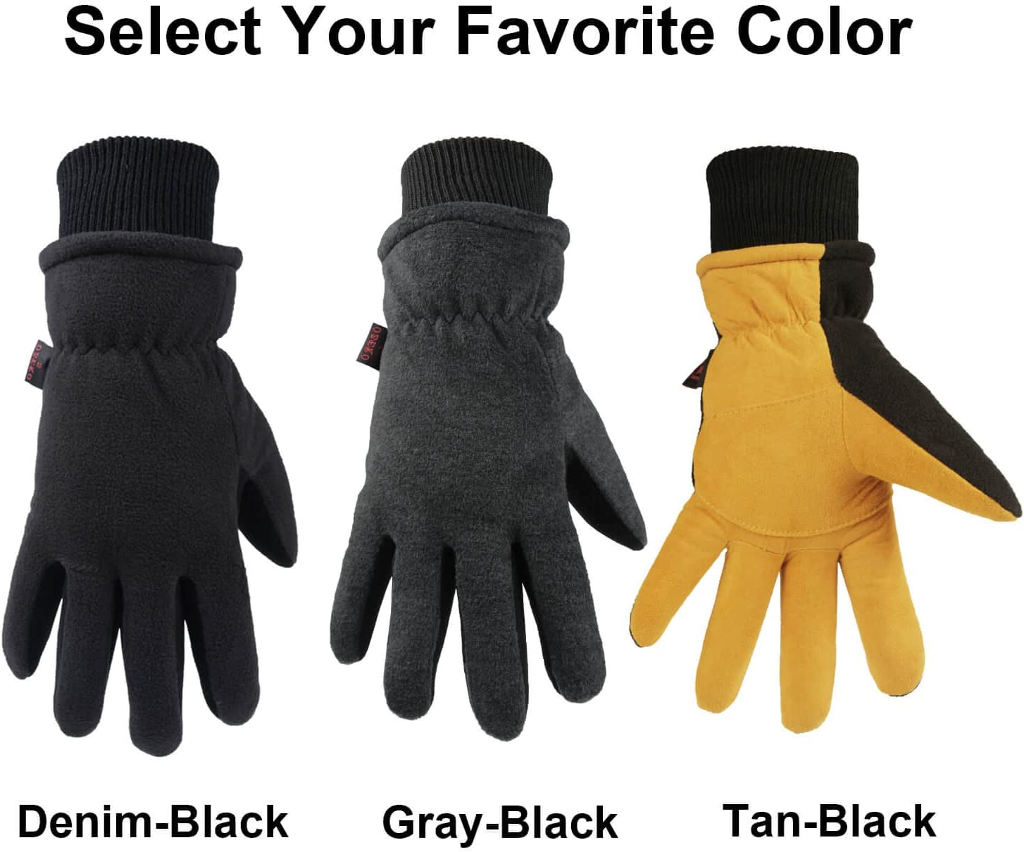 Winter Gloves -30°F Cold Proof Deerskin Suede Leather Insulated Water-Resistant Windproof Thermal Glove for Driving Hiking Snow Work in Cold Weather - Warm Gifts for Men and Women Apparel & Accessories > Clothing Accessories > Gloves & Mittens OZERO