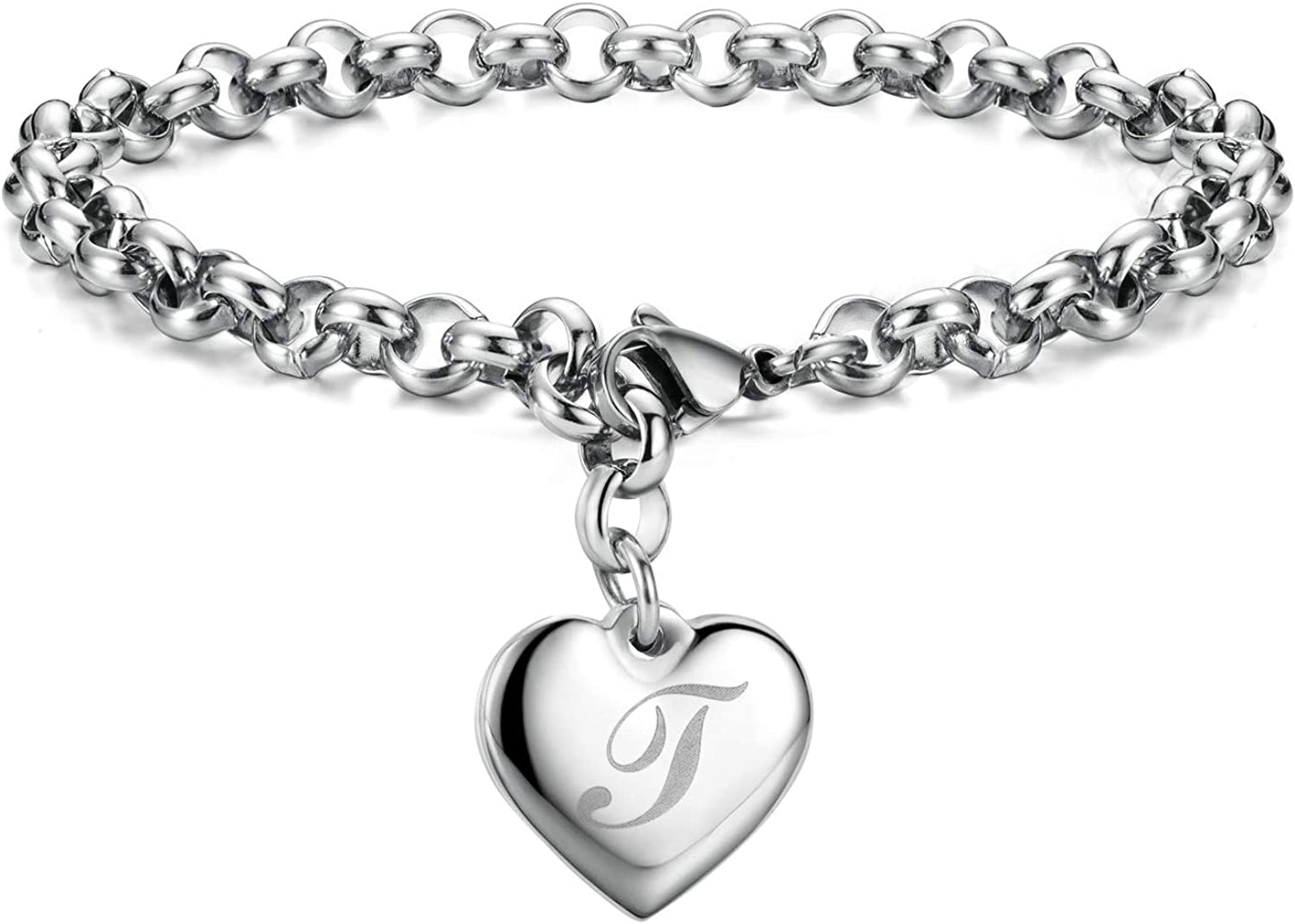 Heart Initial Charm Bracelets for Teen Girls Letters Alphabet Bracelet Jewelry for Girls Gifts for Teenage Girls Apparel & Accessories > Jewelry > Bracelets Monily T
