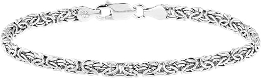 Miabella 925 Sterling Silver Italian 4Mm Flat Byzantine Link Chain Bracelet for Women Teens, 925 Made in Italy Apparel & Accessories > Jewelry > Bracelets Miabella Length 7.5 Inches