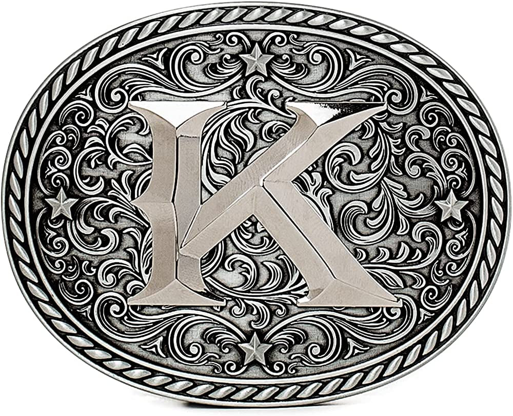 Western Cowboy/Cowgirl Initial Belt Buckle - Large, Letter Buckles for Men and Women Apparel & Accessories > Clothing Accessories > Belt Buckles Itera K