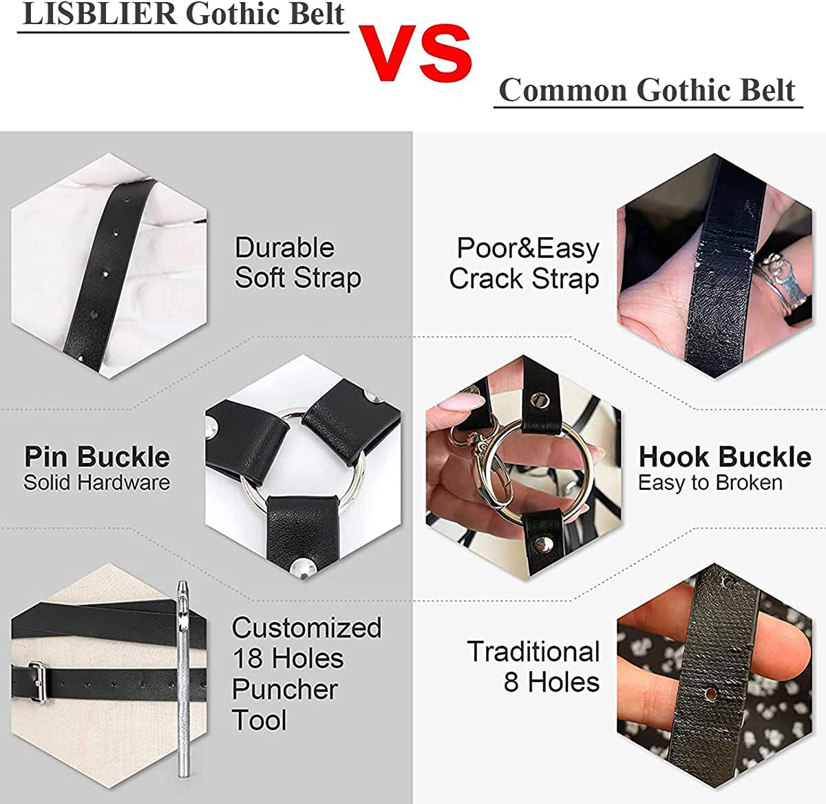 Punk Body Belt Adjustable Black Fashion Body Chain Body Accessory Jewelry for Women and Girls Apparel & Accessories > Jewelry > Body Jewelry LISBLIER