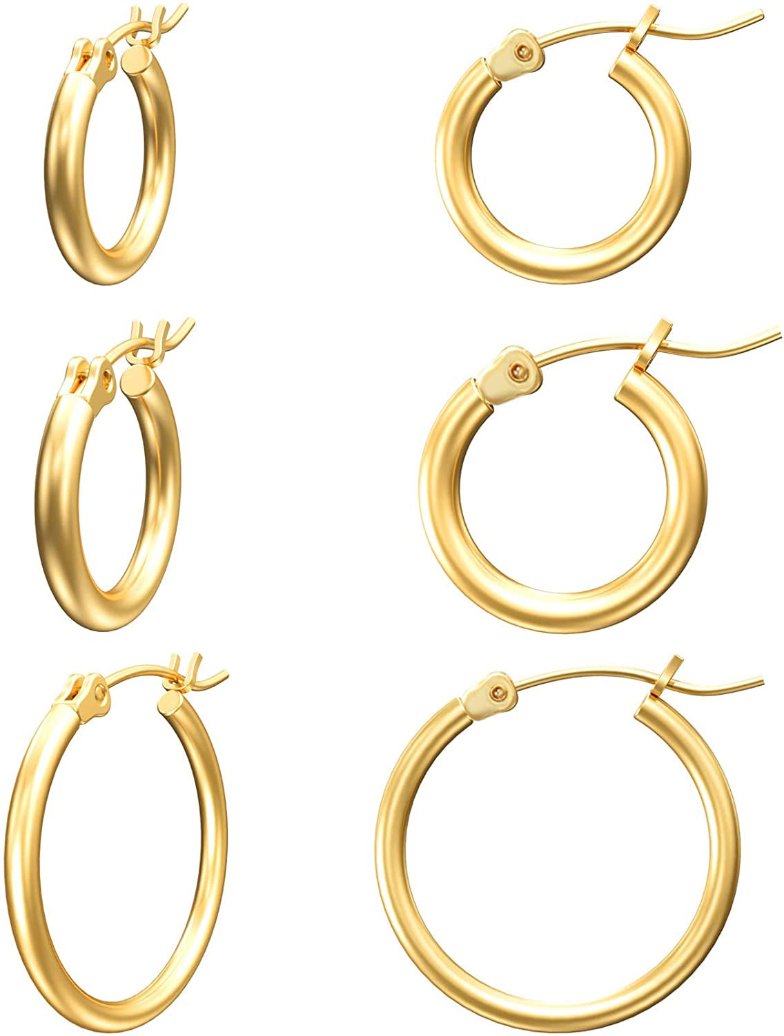 Gacimy Gold Hoop Earrings for Women 14K Real Gold Plated Hoops with 925 Sterling Silver Post Apparel & Accessories > Jewelry > Earrings Gacimy Gold 14-16-20mm