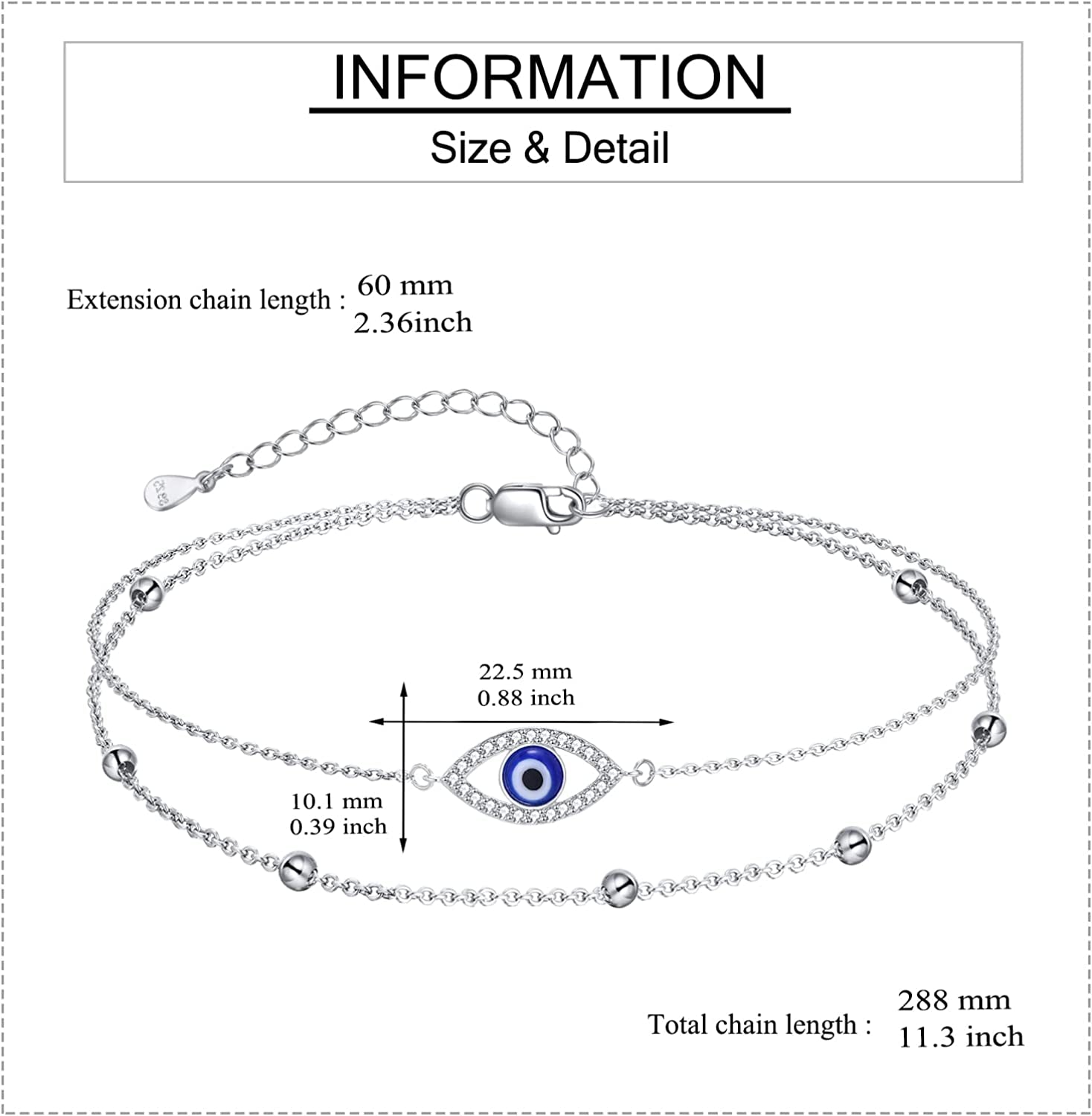 Evil Eye/Hamsa/Moon Star/Sunflower/Cross/Sea Turtle Ankle Bracelet 925 Sterling Silver Adjustable Anklets Jewelry Gifts for Women Apparel & Accessories > Jewelry > Anklets MONGAS
