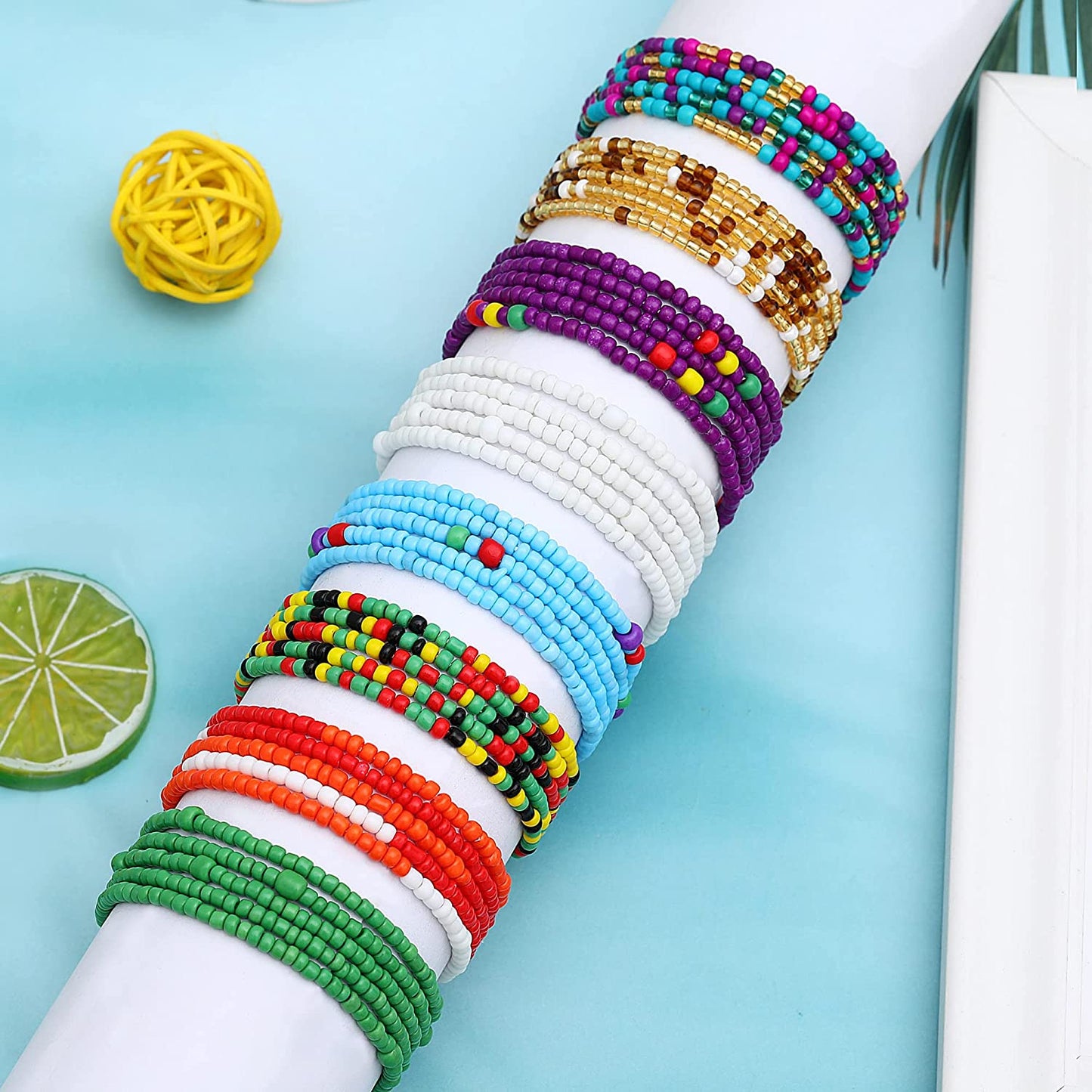 TOSGMY 15Pcs 31.5-50Inch Waist Beads for Women Girls Stretchy Belly Chain Body Jewelry Set Colorful Waist Chain Summer Bikini Body Chain plus Size Apparel & Accessories > Jewelry > Body Jewelry TOSGMY