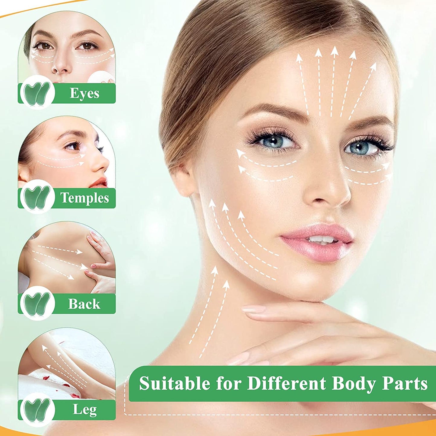 Gua Sha Facial Tools, 2 Pack Guasha Tool for Face, Natural Jade Gua Sha Massage Tool Health & Beauty > Personal Care > Cosmetics > Cosmetic Tools > Skin Care Tools OwnBeauti