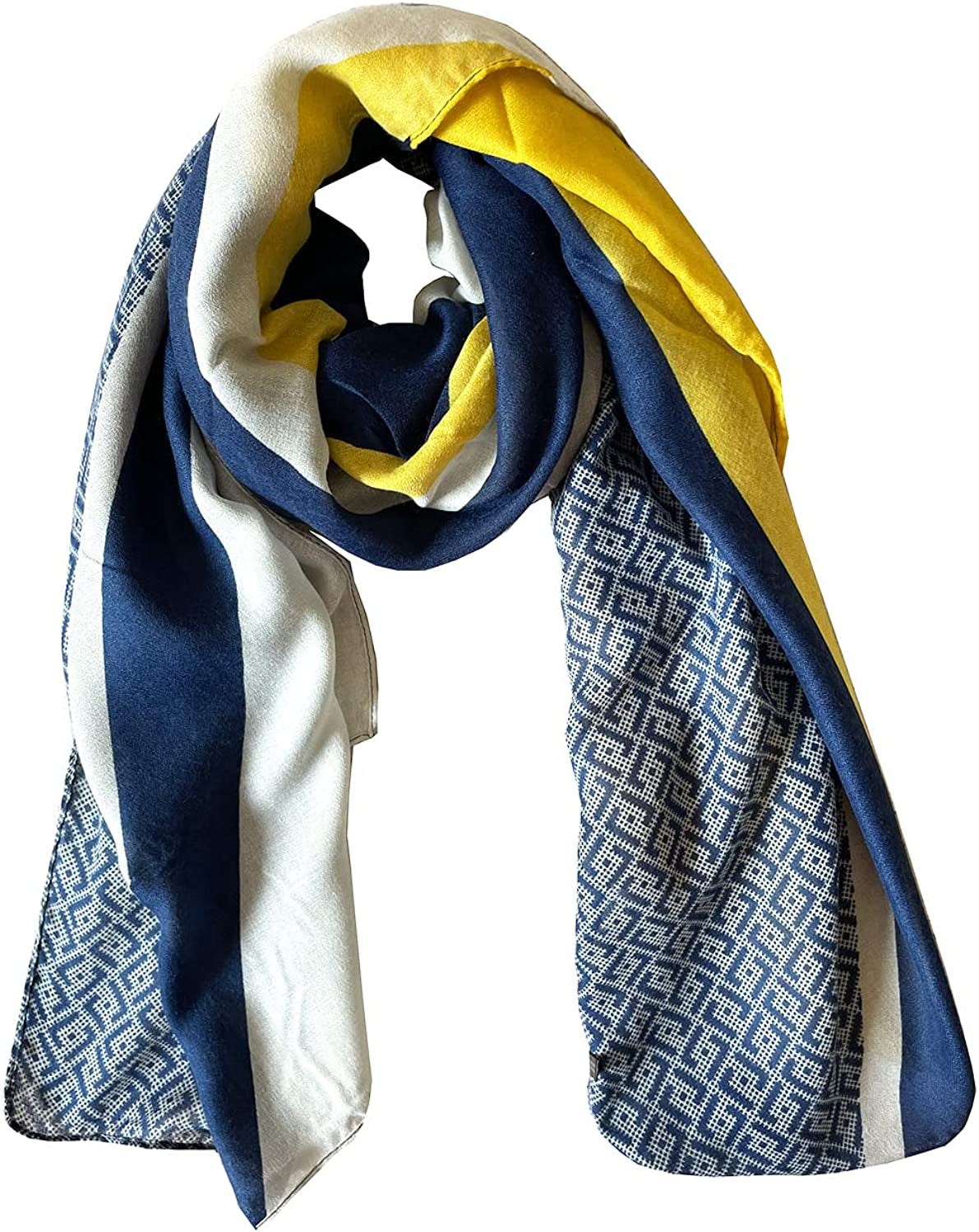 JERLA Women'S Scarves Lady Light Soft Fashion Solid Scarf Wrap Shawl Plaid Scarf Apparel & Accessories > Clothing Accessories > Scarves & Shawls JERLA Yellow and Blue