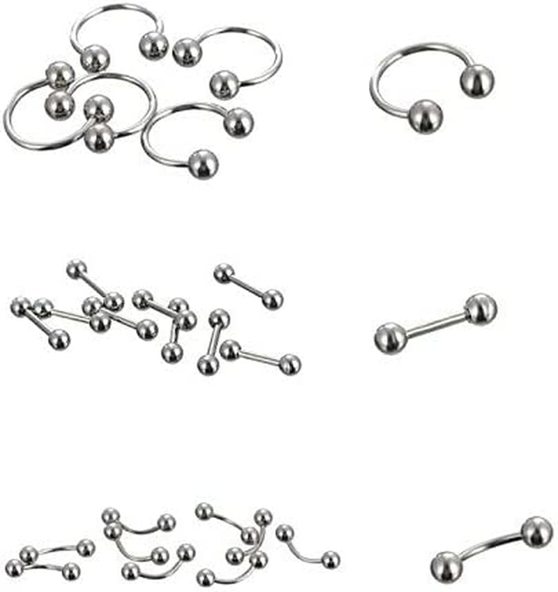 Fidgetkute Piercing Kit Stainless Steel Body Jewelry Tongue Ring Navel Ring Nose Ring Nipple Ring Earring 85Pcs Lots Mixed Apparel & Accessories > Jewelry > Body Jewelry FidgetKute