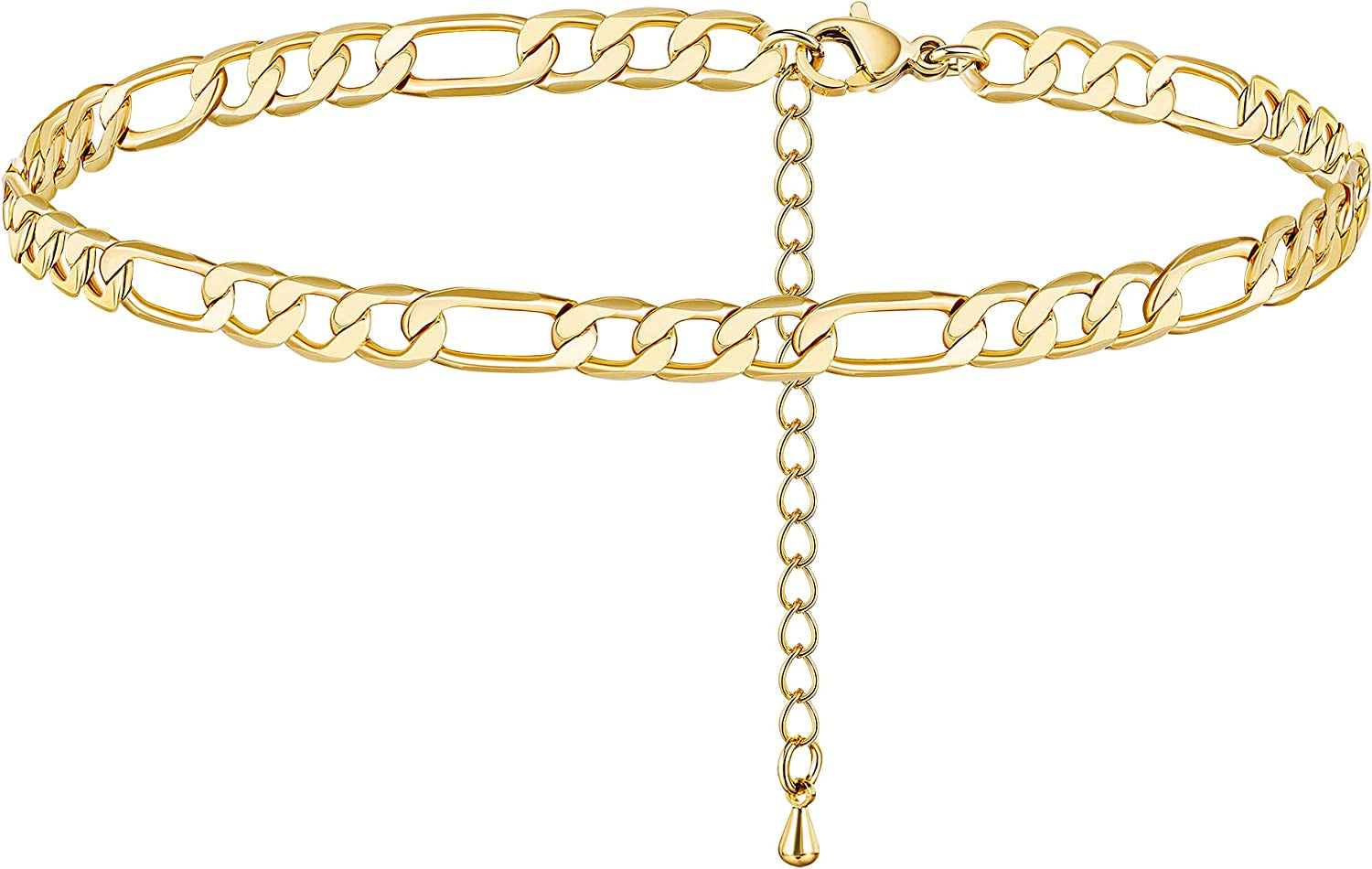 Kyerlyn Dainty Simple Chain Anklet for Women 18K Gold/Silver Plated Summer Beach Beaded Evil Eye Moon Figaro Butterfly Satellite Cuban Pearl Flat Marina Anklet Gift Apparel & Accessories > Jewelry > Anklets Kyerlyn Figaro-L-Gold