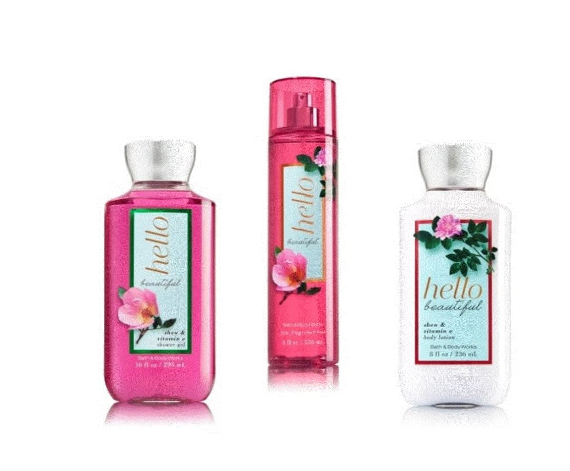 Bath & Body Works ~ Signature Collection ~ Hello Beautiful~ Shower Gel ~ Fine Fragrance Mist & Body Lotion ~ Body Set Health & Beauty > Personal Care > Cosmetics > Bath & Body Bath & Body Works