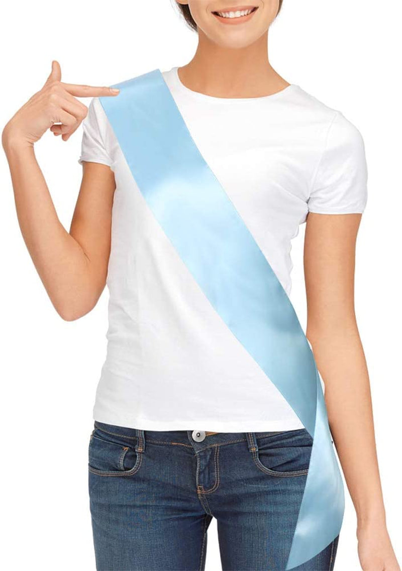 Blank Satin Sash, Plain Sash, Party Decorations, Make Your Own Sash (Pink) Apparel & Accessories > Clothing Accessories > Sashes TREORSI Light Blue