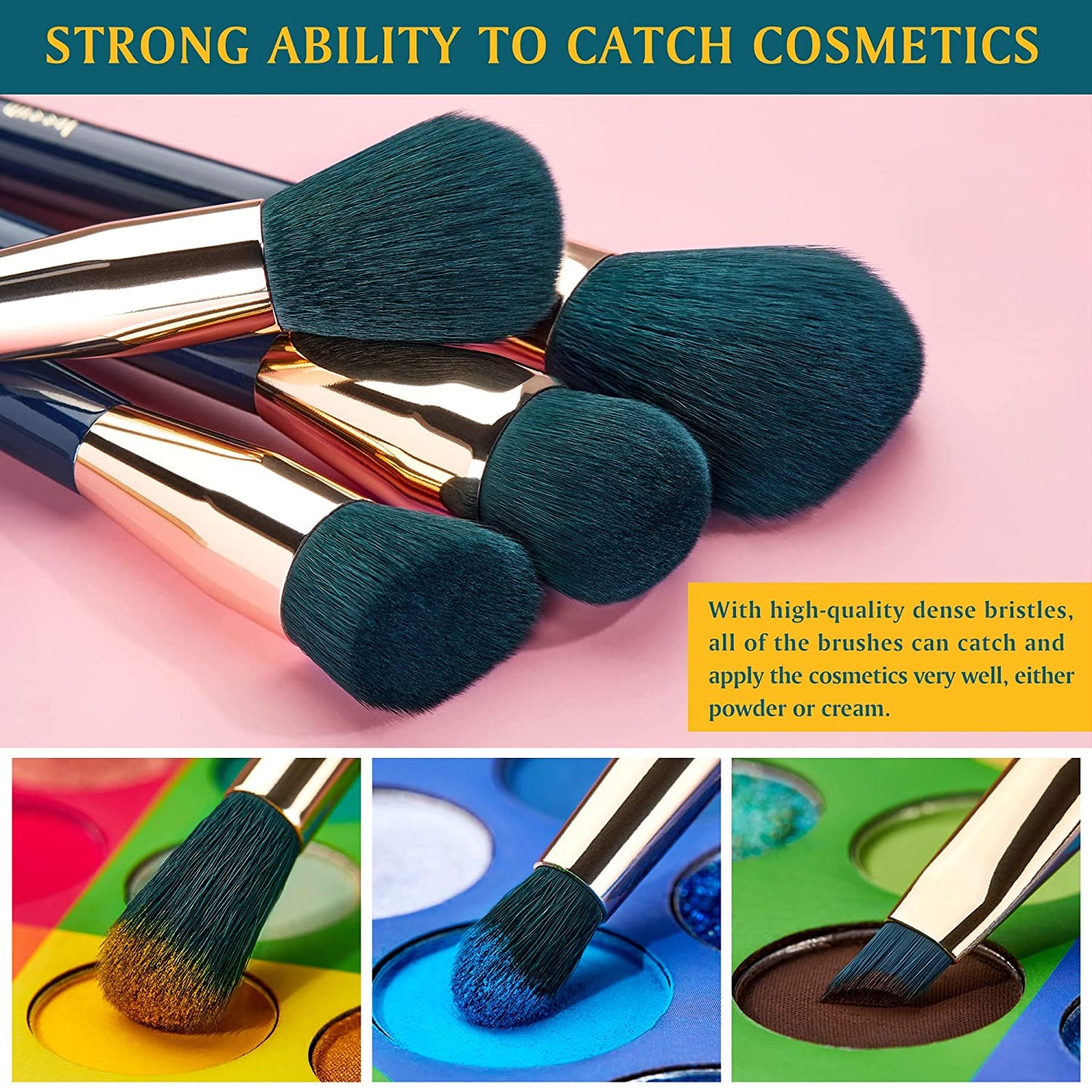 Jessup 15Pcs Makeup Brushes Set Powder Foundation Eyeshadow Eyeliner Lip Contour Concealer Smudge Brush Tool Blue/Darkgreen T113 Health & Beauty > Personal Care > Cosmetics > Cosmetic Tools > Makeup Tools Jessup