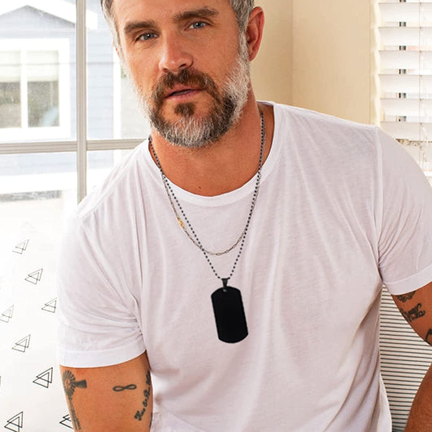 8Pcs Black Pendant Necklace for Men Boy Jewelry, Stainless Steel Chain Cross Necklace, Cool Punk Men'S Necklaces Set Jewelry for Gifts, 16-24 Inches Chain