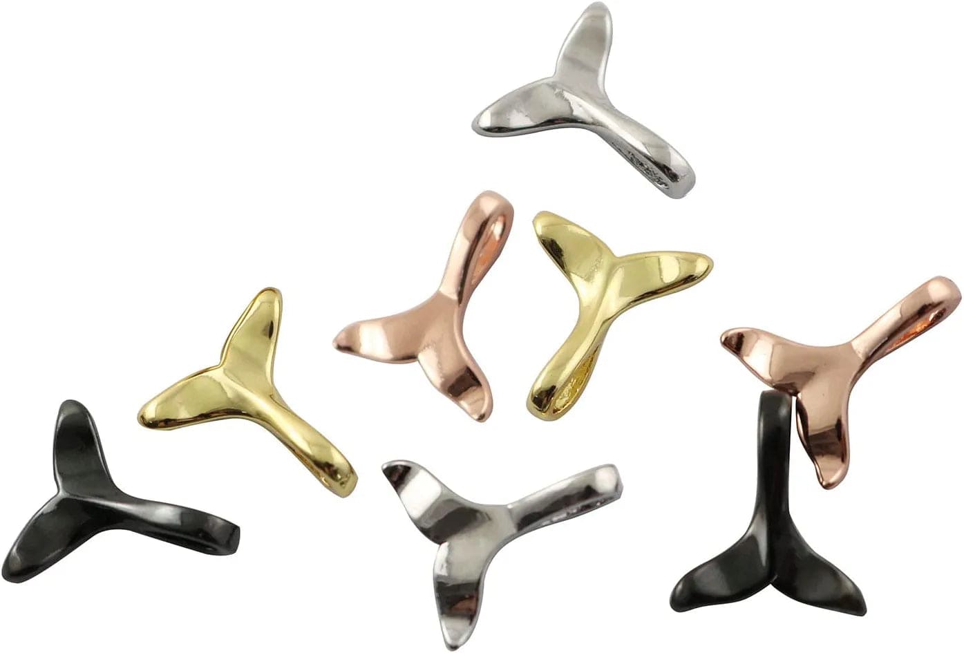 8PCS Mixed Color Whale Tail Shape Charms,Fishtail Charms, Whale Tail Shape Charms Pendants for DIY Necklace Bracelets Jewelry Making