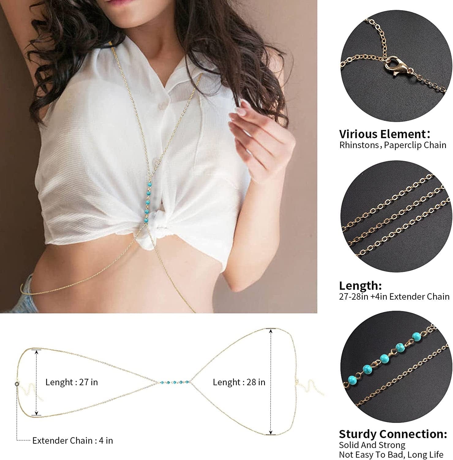 8PCS Waist Chains for Women,Colorful Summer Elastic African Waist Beads,Gold Belly Chain Jewelry,Butterfly Crystal Beach Boho Bikini Body Chain,Adjustable Stomach Beads, Bra Chain,Chest Chain Set Apparel & Accessories > Jewelry > Body Jewelry Z&C Hana