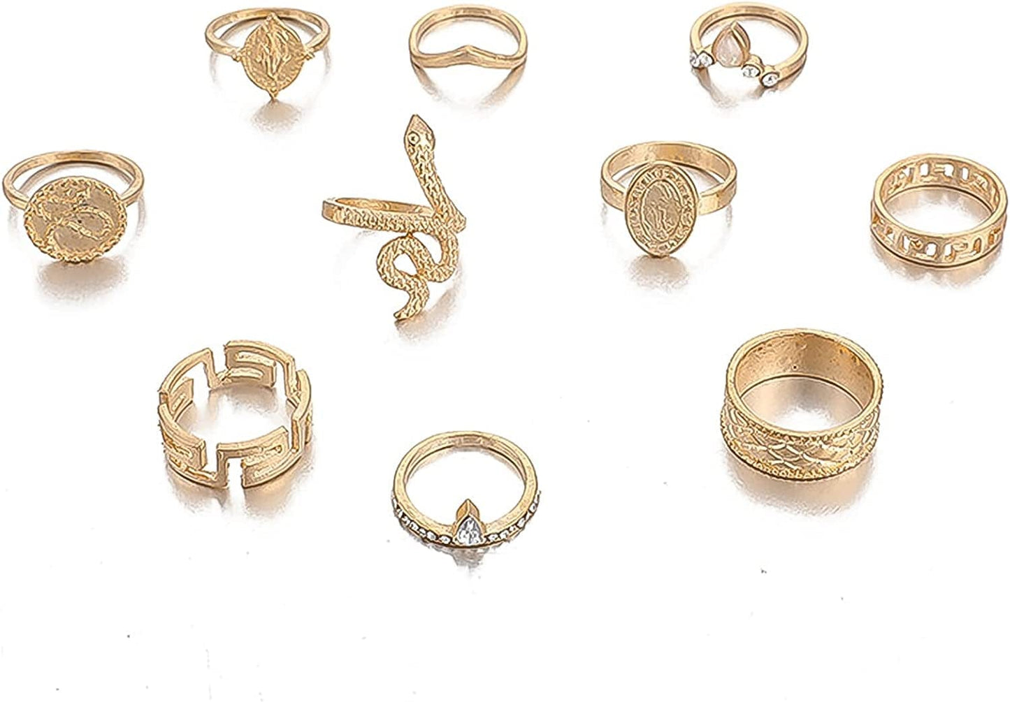 9-15PCS Knuckle Stacking Rings Set for Women Crystal Rhinestone Finger Statement Ring Sets Vintage Joint Knot Mid Rings for Teen Girls Stackable Rings Jewelry Accessories Set 11