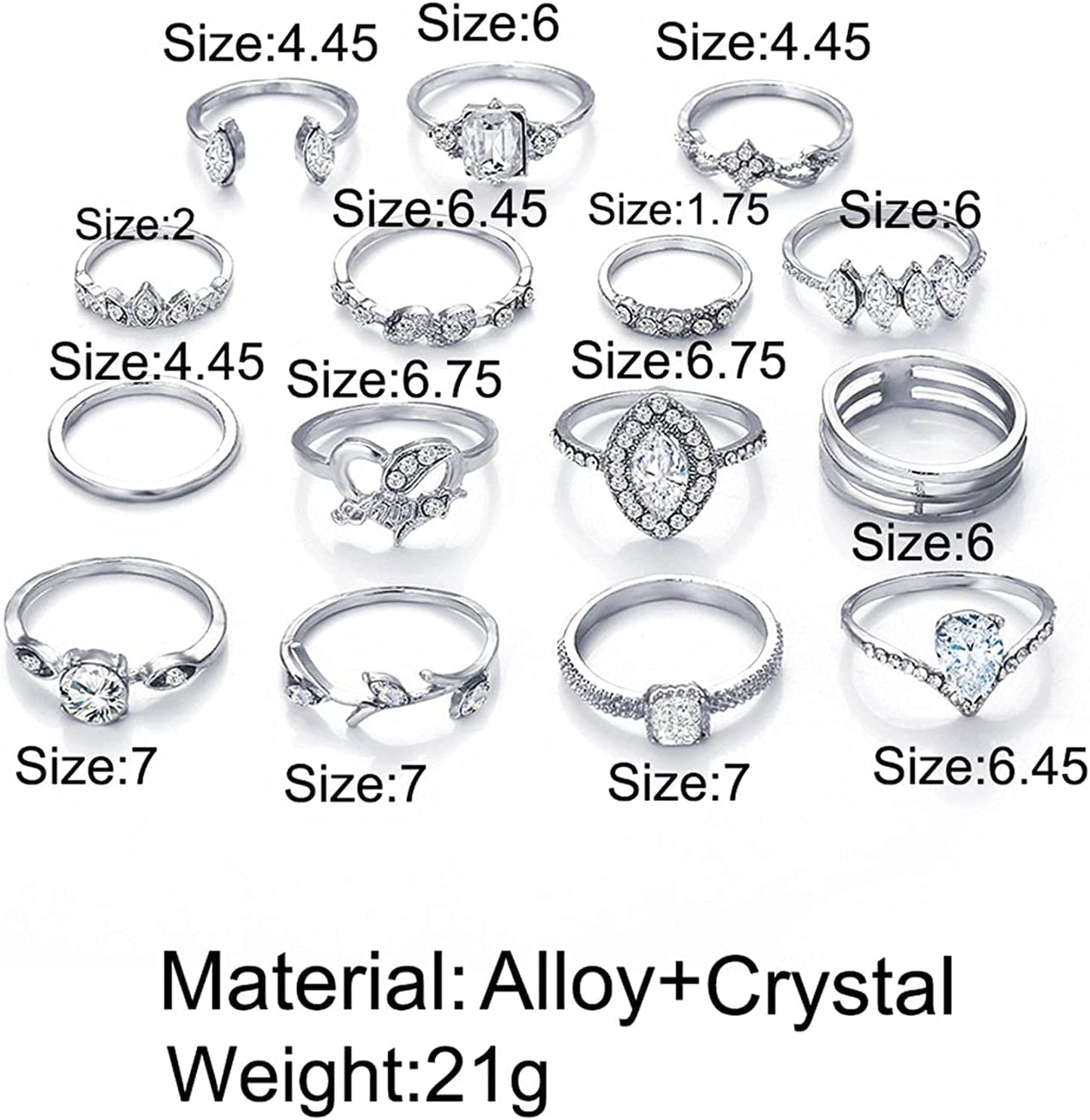 9-15PCS Knuckle Stacking Rings Set for Women Crystal Rhinestone Finger Statement Ring Sets Vintage Joint Knot Mid Rings for Teen Girls Stackable Rings Jewelry Accessories