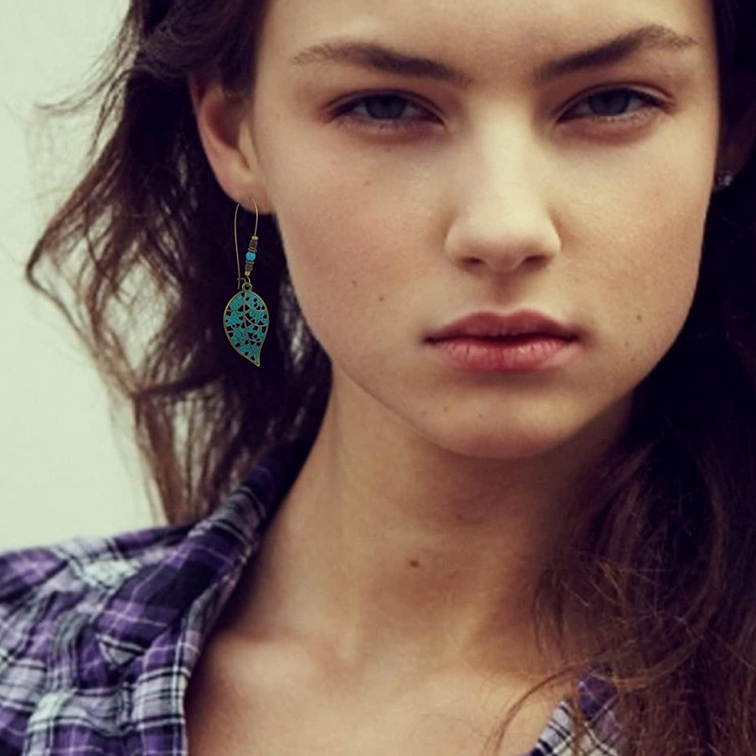 9 Pairs Bohemian Vintage Dangle Earrings Boho Retro Hollow Metal Dangle Drop Earrings for Women Girls