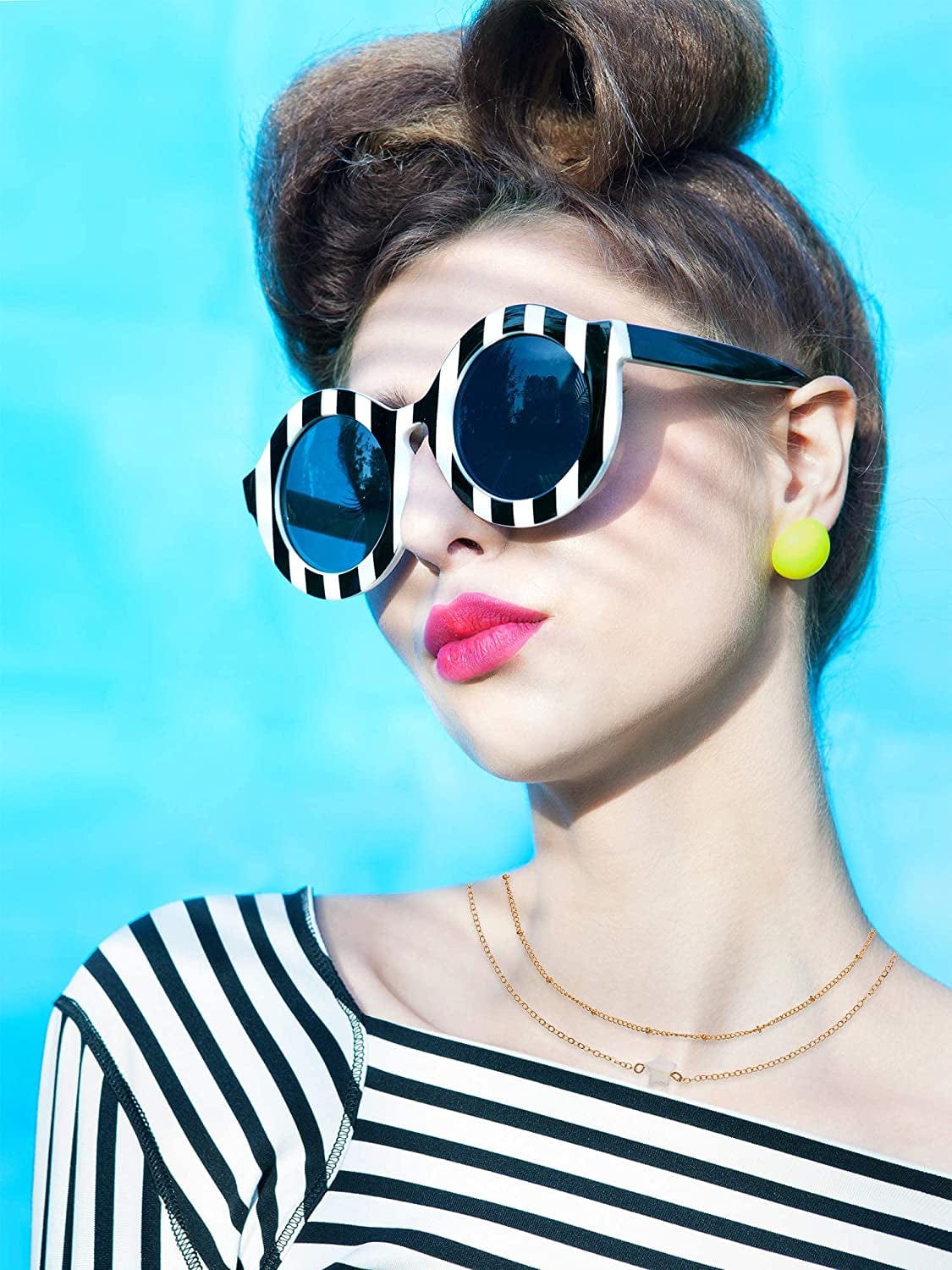 9 Pieces Gold Layering Chain Choker Necklace Layered Pendant Statement Necklace for Women Girls (Style A)