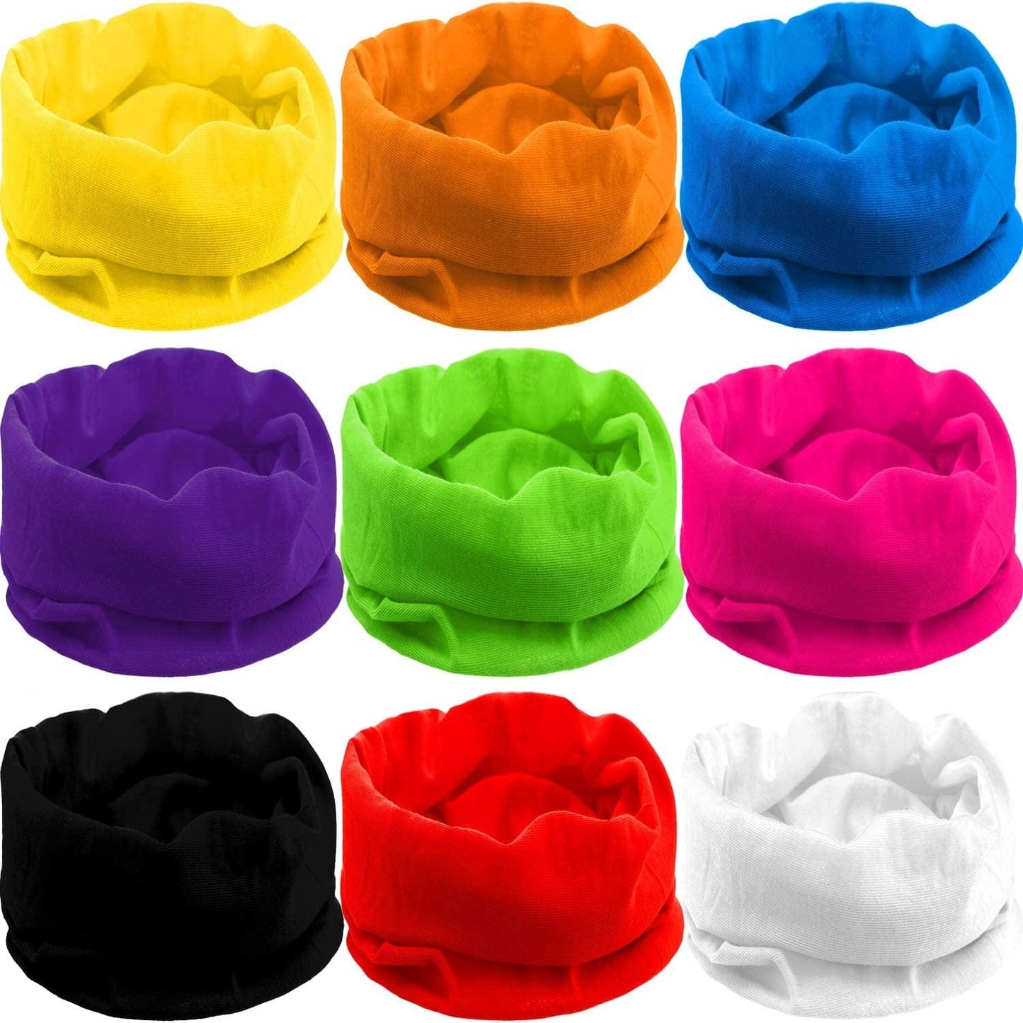 9 Pieces Outdoor Multifunctional Sport Headwear, Elastic Seamless Headband Face Bandana Mask Apparel & Accessories > Clothing Accessories > Headwear Blulu Orange, Red, Black, Yellow, Purple, Rose Red, Blue, White, Fluorescent Yellow