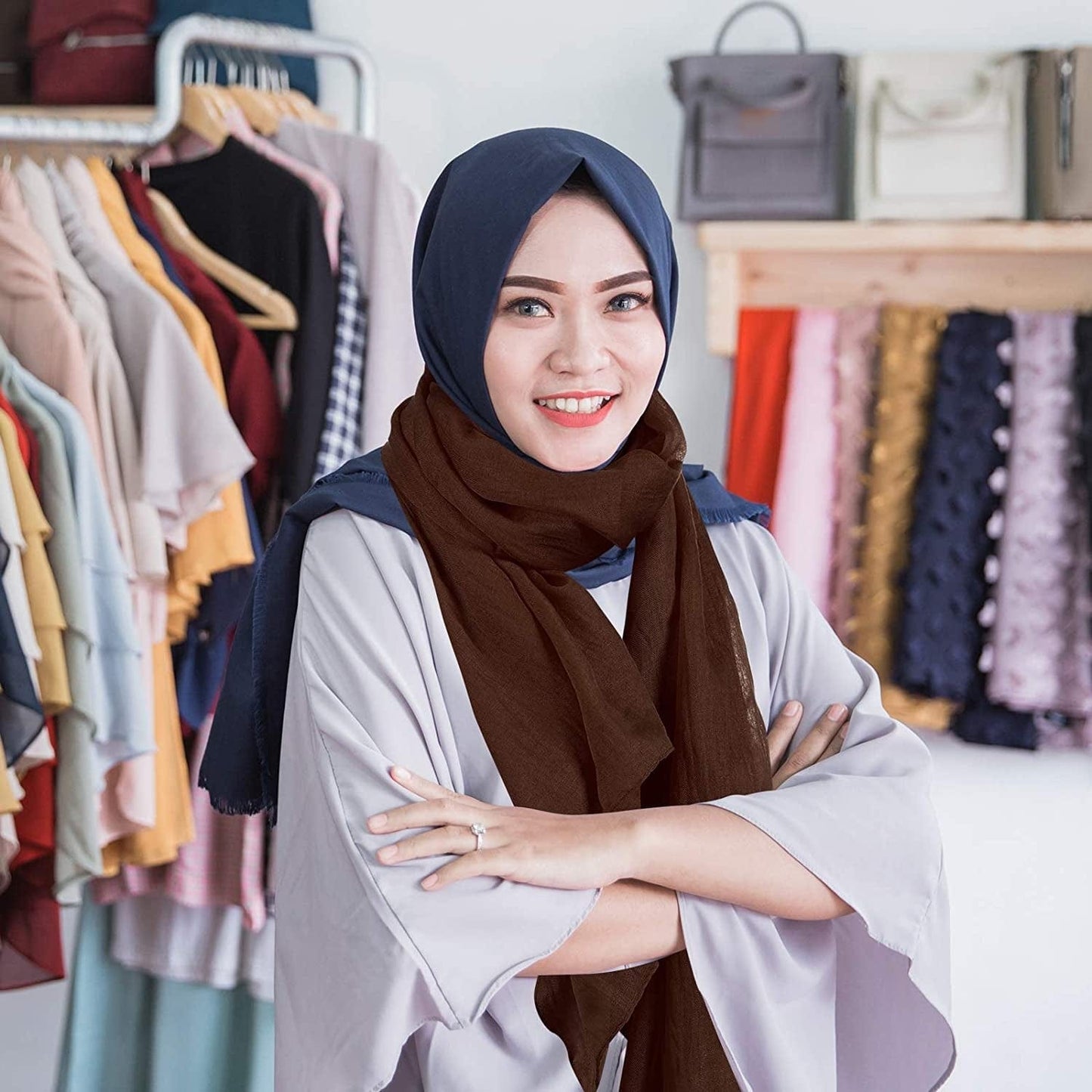 9 Pieces Women Scarf Shawl Wrap Head Scarves Big Head Scarf Soft Linen Scarf, Candy Color Apparel & Accessories > Clothing Accessories > Scarves & Shawls Patelai