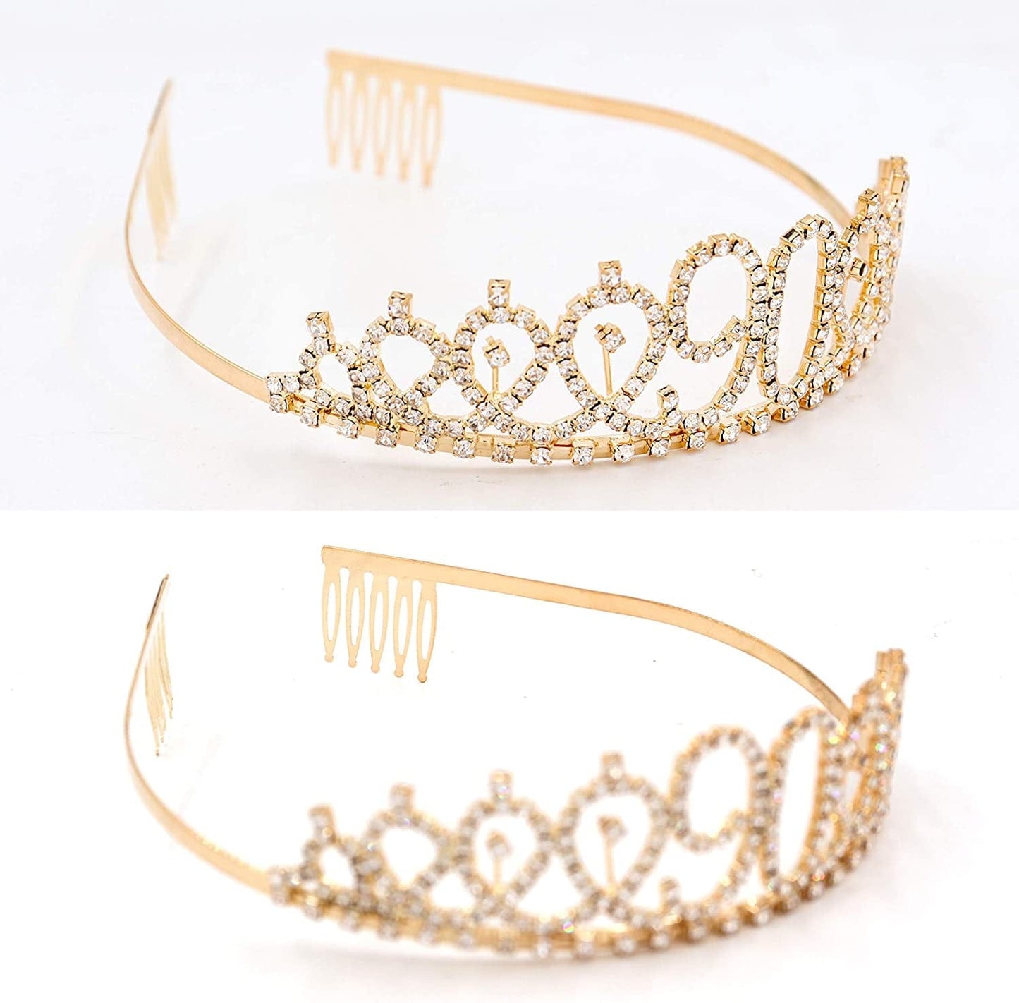 "90 and Fabulous" Sash & Rhinestone Tiara Set - 90Th Birthday Gifts Birthday Sash for Women Birthday Party Supplies (White/Gold) Apparel & Accessories > Clothing Accessories > Sashes ADBetty