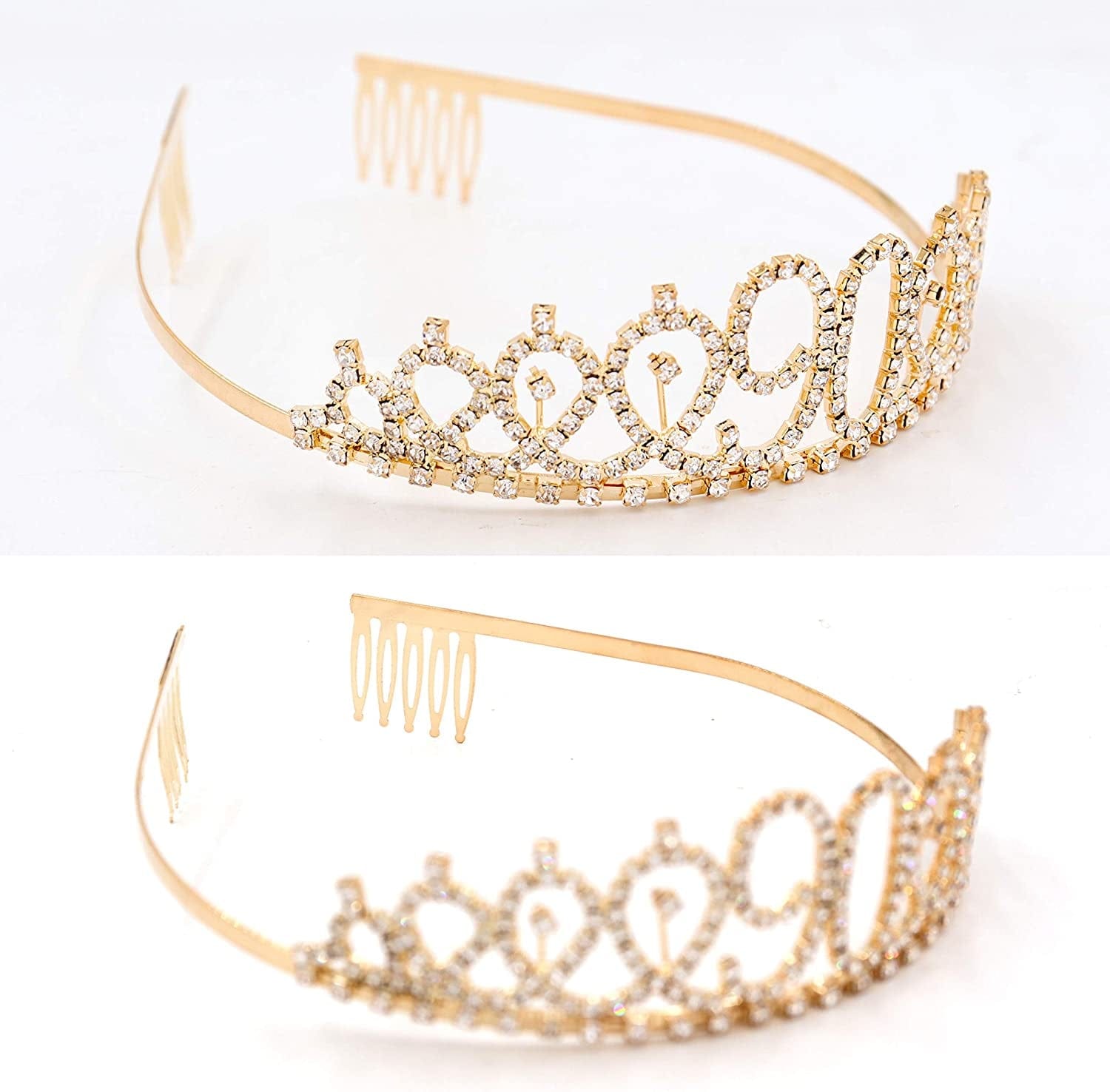 "90 and Fabulous" Sash & Rhinestone Tiara Set - 90Th Birthday Gifts Birthday Sash for Women Birthday Party Supplies (White/Gold) Apparel & Accessories > Clothing Accessories > Sashes ADBetty