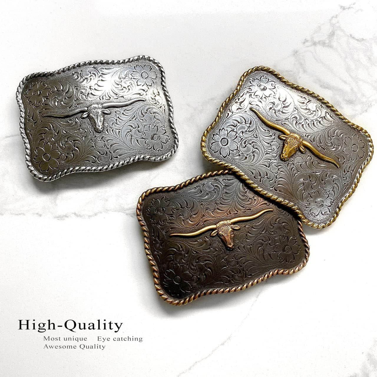 Western Lady Bull Texas Longhorn Steer Head Belt Buckle Fits 1-1/2"(38Mm) Multi-Style Options Apparel & Accessories > Clothing Accessories > Belt Buckles Belts.com