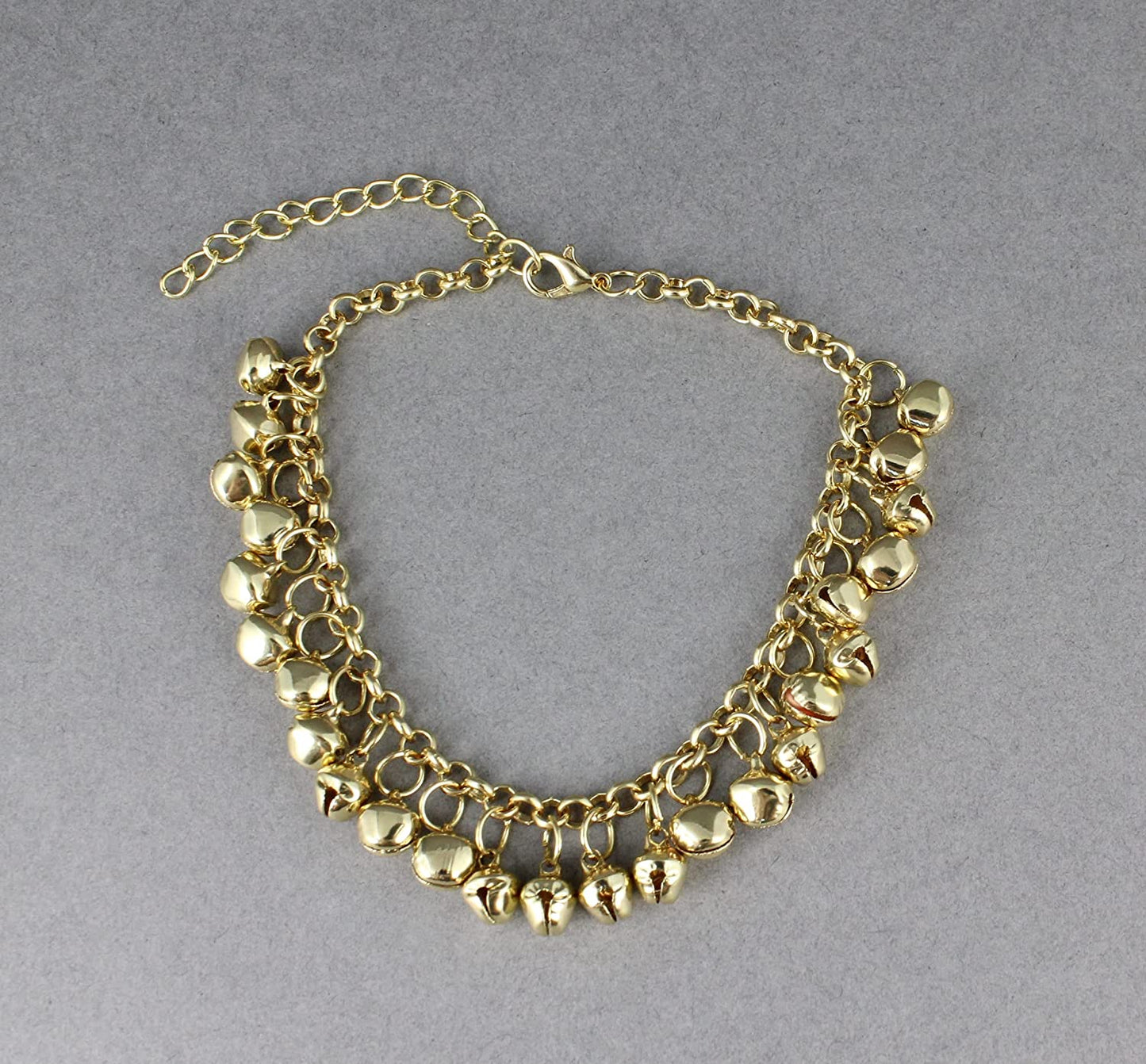 Gold Jingle Bells Adjustable Anklet Ankle Bracelet Belly Dancer 8-10 Inches Long Gold Bell Anklet Very Jingly Apparel & Accessories > Jewelry > Anklets Generic