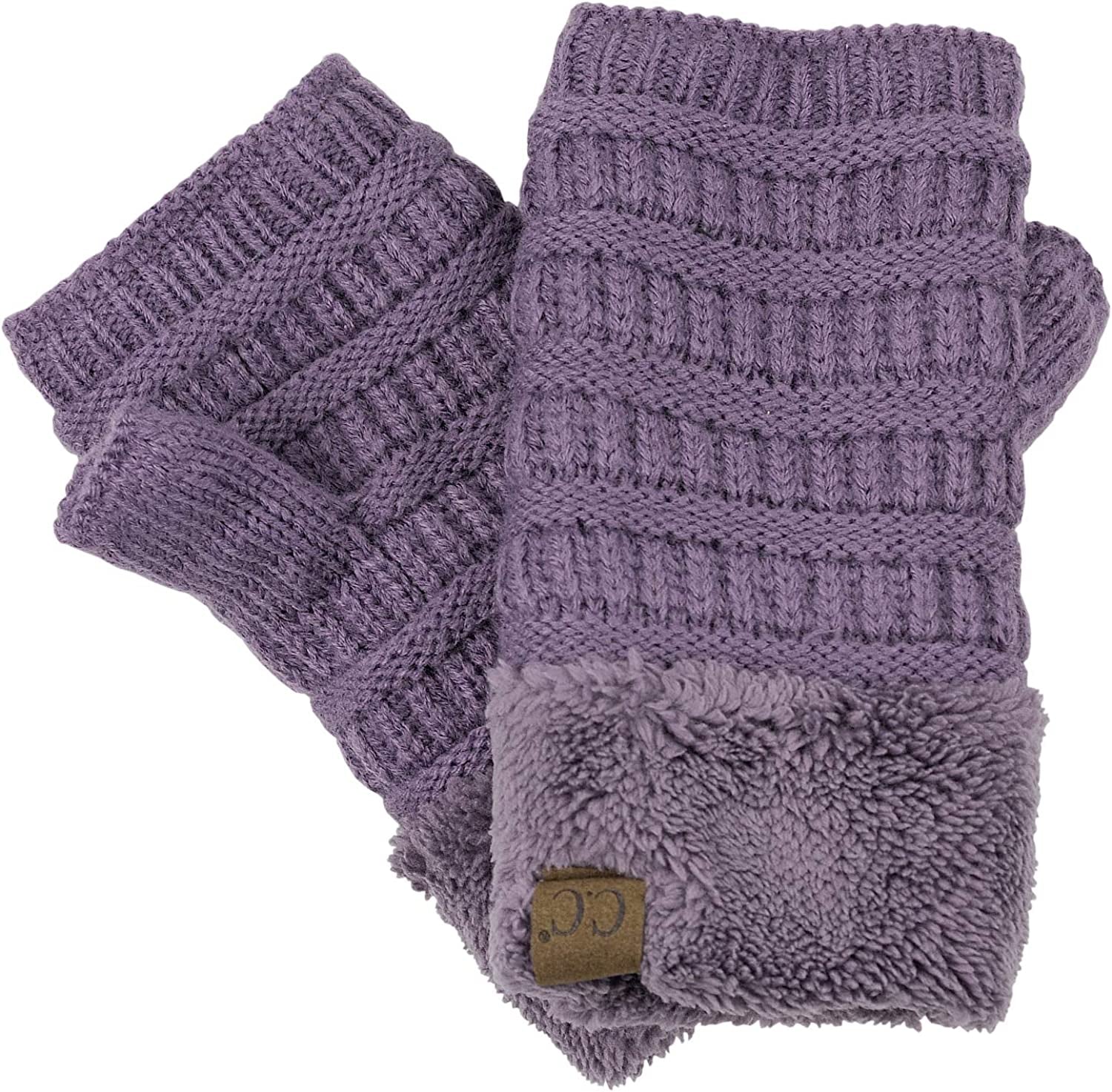 C.C Women'S Warm Knit Fingerless Half Finger Fleece Lined Winter Gloves Apparel & Accessories > Clothing Accessories > Gloves & Mittens C.C Violet