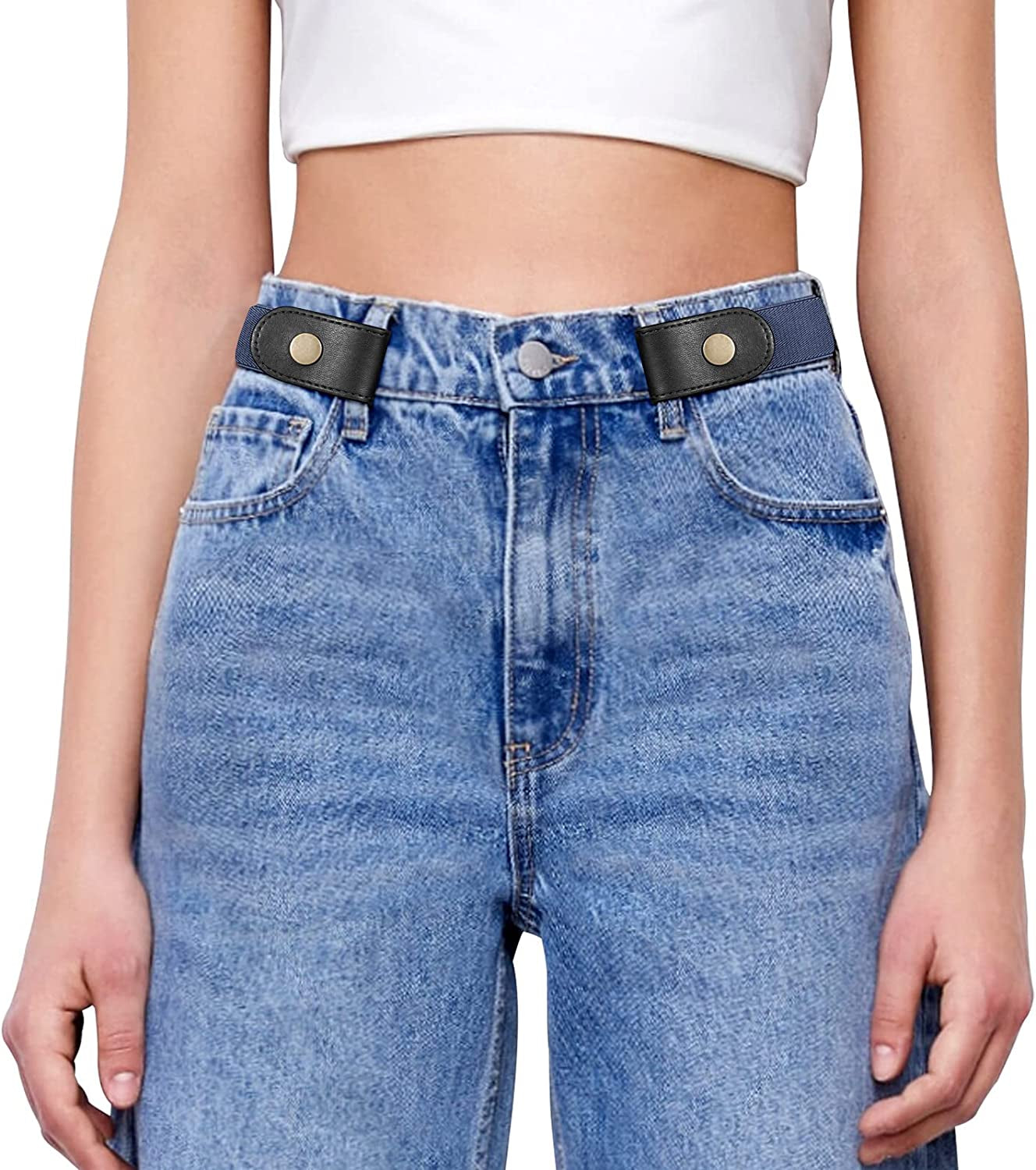 SANSTHS Buckle-Free Elastic Women Belt for Jeans without Buckle, Comfortable Invisible Belt No Bulge No Hassle Apparel & Accessories > Clothing Accessories > Belts SANSTHS C-blue Fit pants 47"-65"