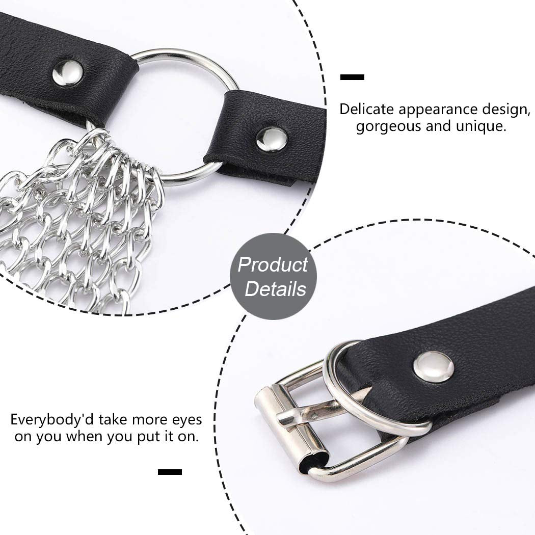 Reetan Punk Waist Chain Leather Layered Belly Body Chains Ring Belt Waist Chains Rave Party Body Jewelry Accessories for Women and Girls Apparel & Accessories > Jewelry > Body Jewelry REETAN