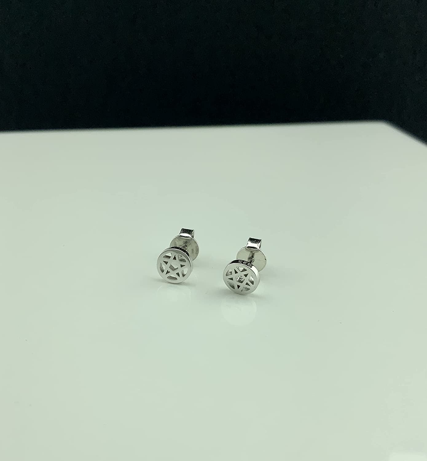 Silvercloseout 925 Sterling Silver Small Pentacle Star Studs Pentagram Stud Earrings for Women & Girls Apparel & Accessories > Jewelry > Earrings SILVERCLOSEOUT
