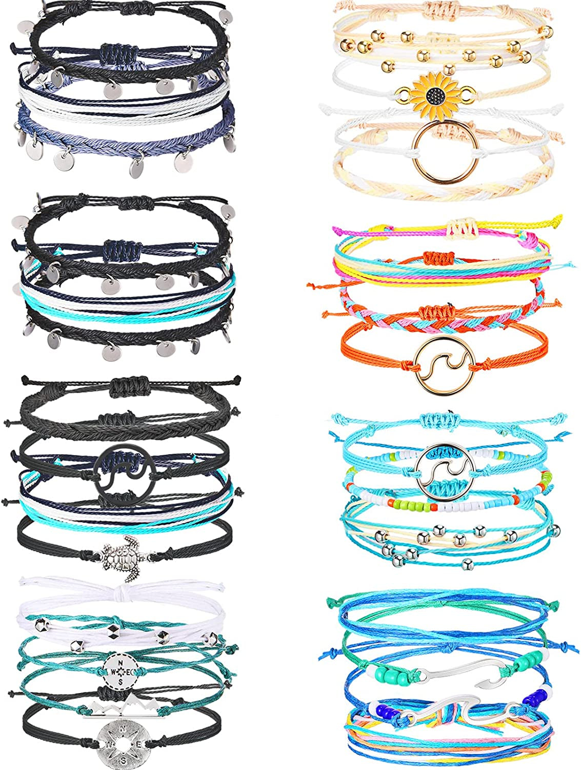 VSCO Bracelets 24 Pieces Braided Stretch Friendship Bracelets Stackable Bead Woven String Bracelets Adjustable Wave Rope Bracelets Friendship Jewelry for VSCO Girls Teen Women Apparel & Accessories > Jewelry > Bracelets WILLBOND Lovely Style