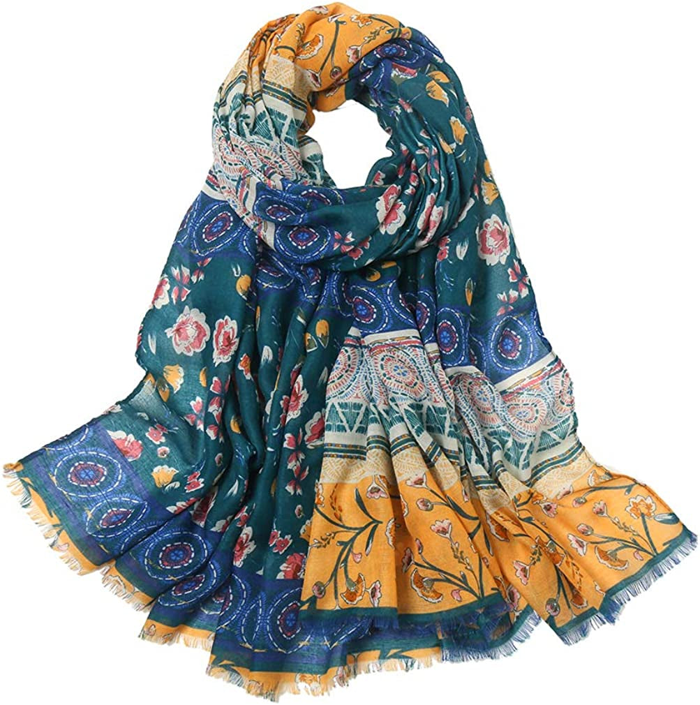 Scarf for Women Lightweight Floral Fashion Flower Scarves Shawl Wrap by Hophor Apparel & Accessories > Clothing Accessories > Scarves & Shawls Hophor Free-living Urbanites-green