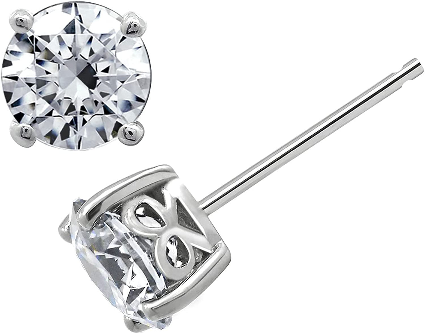 Collection Platinum or Gold Plated Sterling Silver Round-Cut Stud Earrings Made with Infinite Elements Zirconia Apparel & Accessories > Jewelry > Earrings Amazon Collection Platinum-plated 2 cttw