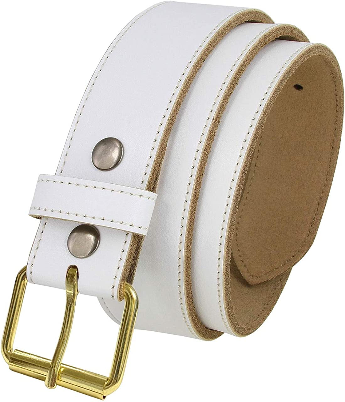 White Belt Cowhide Leather Replacement Casual Belt Strap 1-1/2"(38Mm) Wide, Multi-Style Options Apparel & Accessories > Clothing Accessories > Belts Belts.com 05 Gold 36