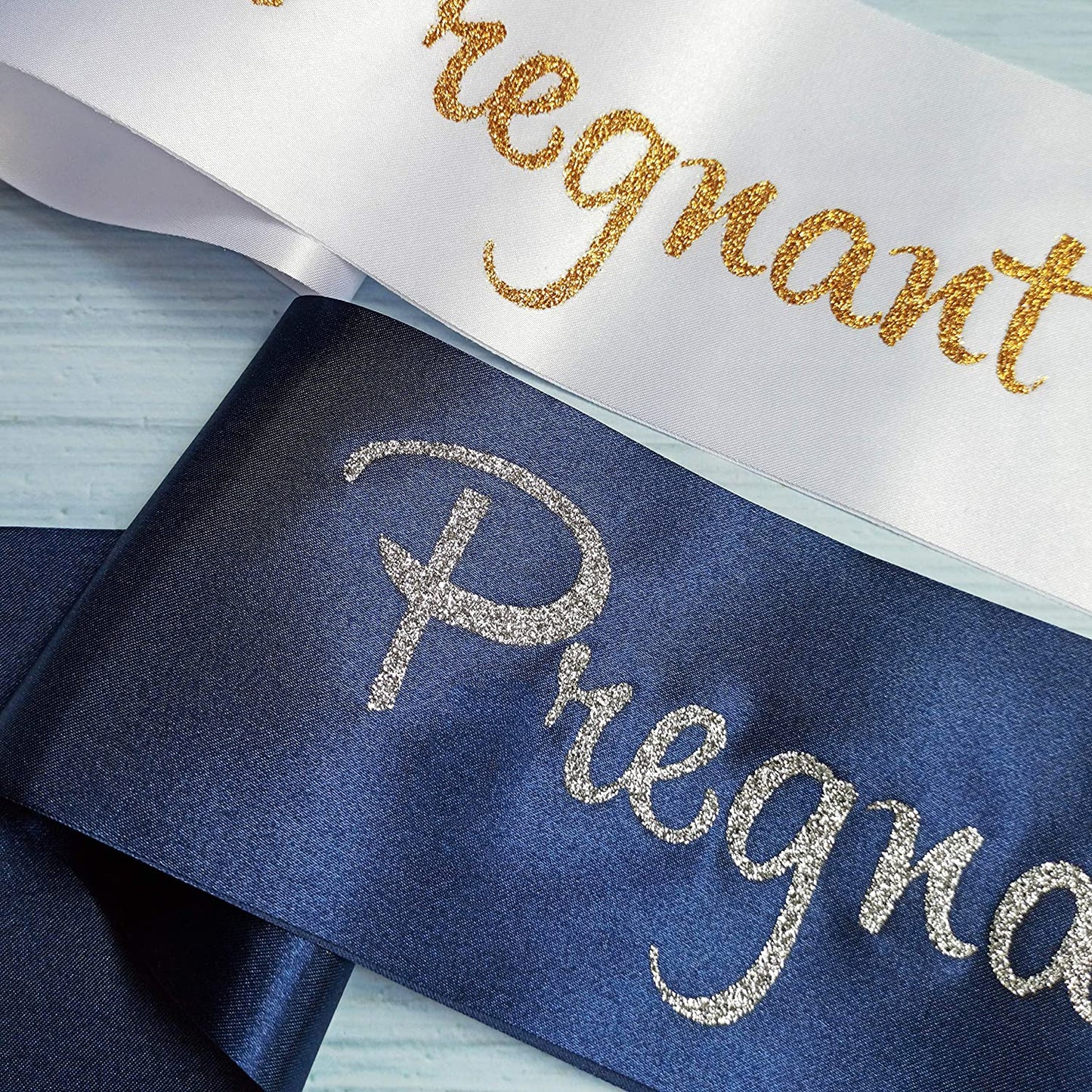 Baby Shower Mom Sash, Pregnant AF Sash for Mommy to Be, Baby Gender Reveal Pregnancy Announcement Decorations, Pink or Blue Boy or Girl Sex Reveal Supplies, Future Mummy Gift, White Apparel & Accessories > Clothing Accessories > Sashes Magnusson's Garden