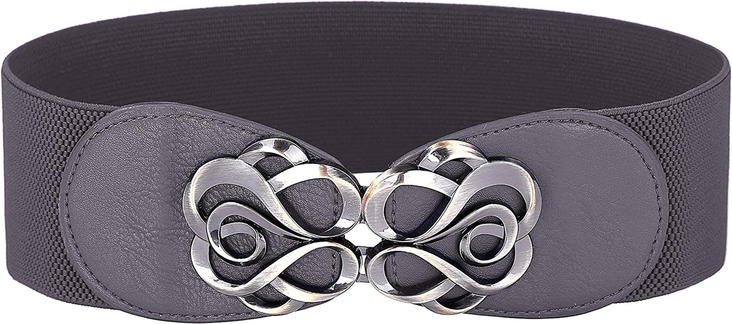Women Stretchy Vintage Dress Belt Elastic Waist Cinch Belt CL413 Apparel & Accessories > Clothing Accessories > Belts GRACE KARIN Grey Medium