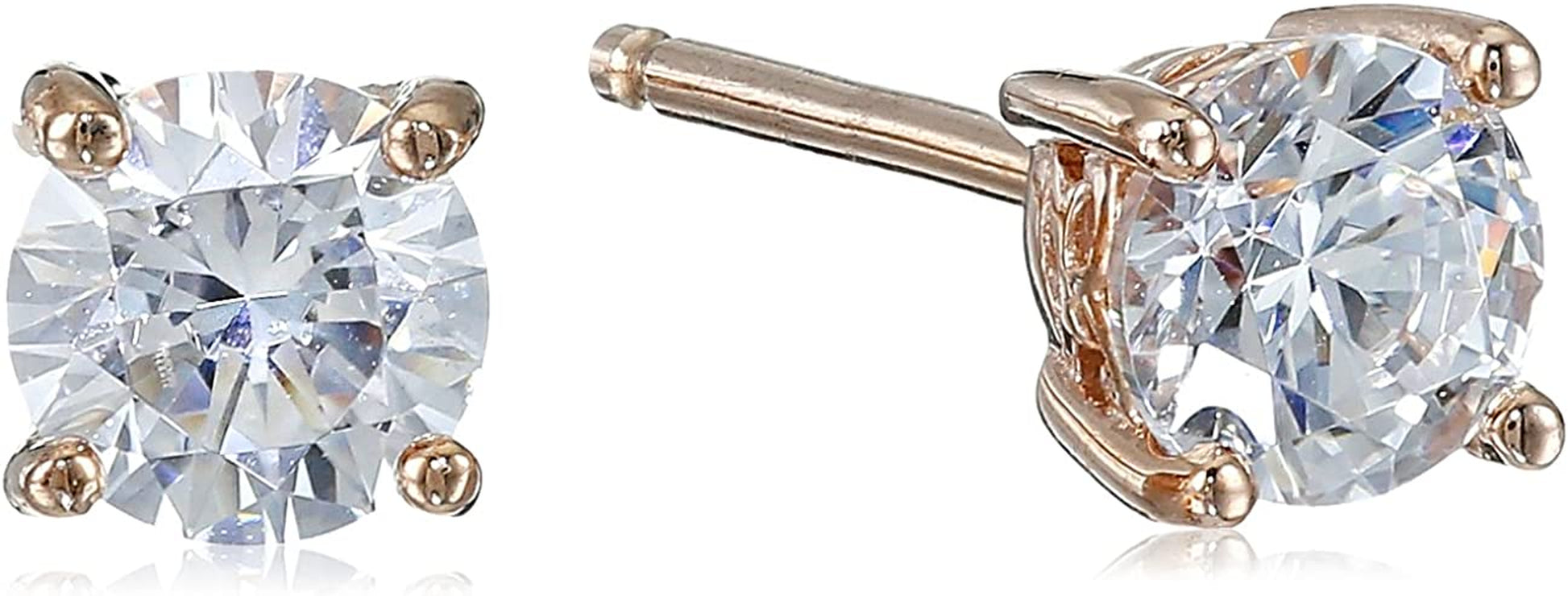 Collection Platinum or Gold Plated Sterling Silver Round-Cut Stud Earrings Made with Infinite Elements Zirconia Apparel & Accessories > Jewelry > Earrings Amazon Collection Rose-gold-plated 3/4 cttw