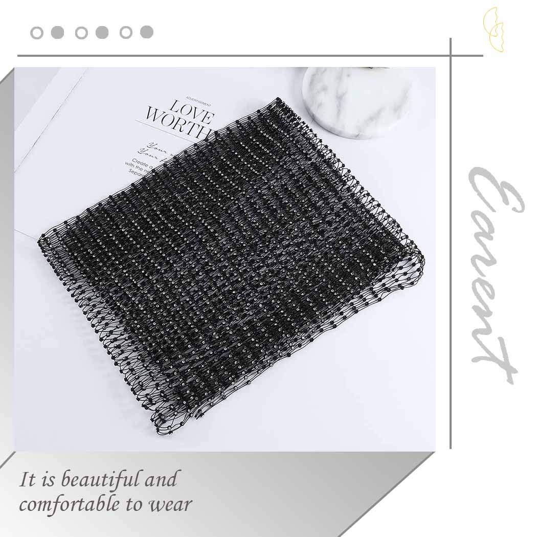 Earent Mesh Rhinestone Headbands Black Glitter Wide Hairbands Elastic Turban Kerchiefs Crystal Nightclub Headscarfs Rave Party Head Wraps Sparkle Body Jewelry for Women and Girls(Headbands) (A-Black) Apparel & Accessories > Jewelry > Body Jewelry EARENT
