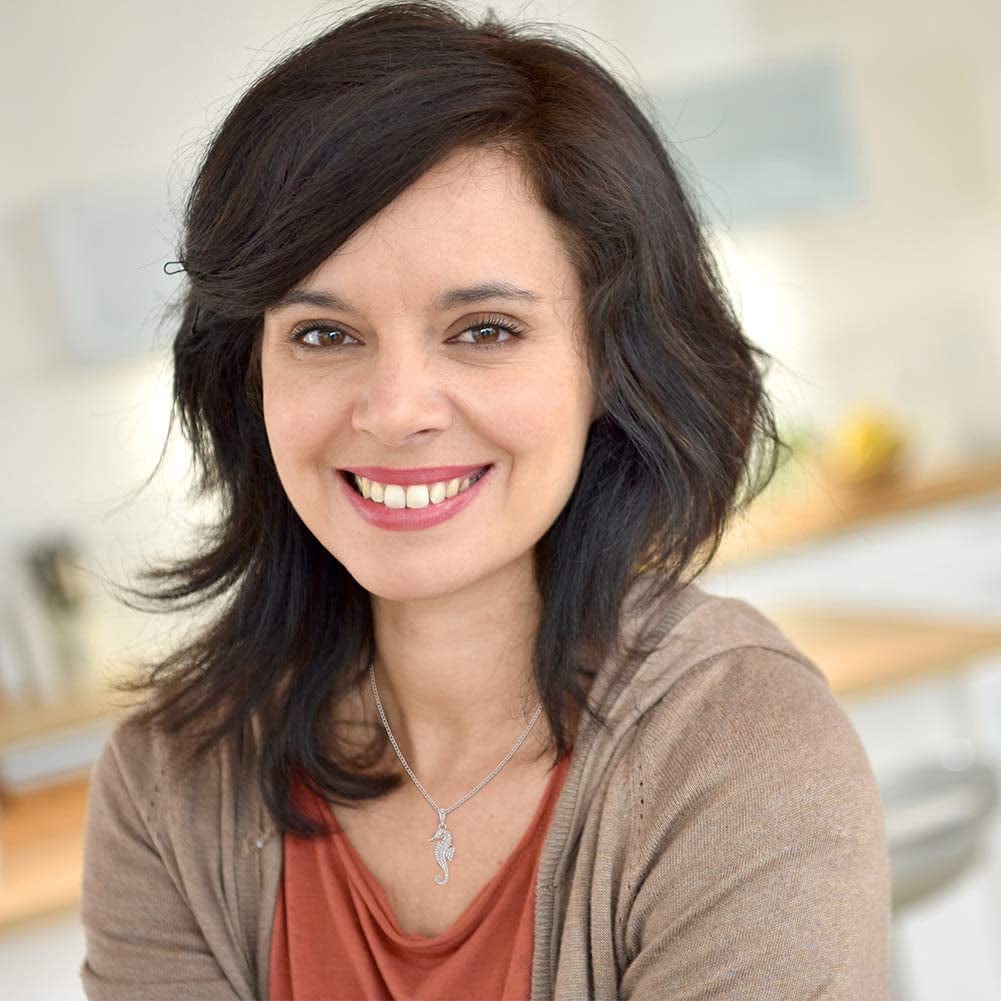 925 Sterling Silver 17" CZ Seahorse Nautical Ocean Charm Pendant Necklace Teens - Elegant & Shiny Clear Cubic Zirconia Pendant Necklaces for Women - Fashionable Jewelry for Ocean Lovers