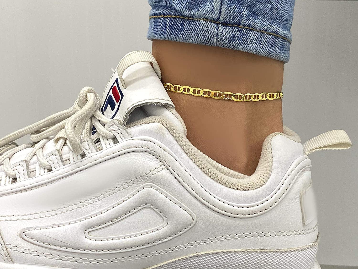 925 Sterling Silver 4.5Mm Mariner Chain Link Anklet - Available in Silver or Yellow Apparel & Accessories > Jewelry > Anklets PORI JEWELERS