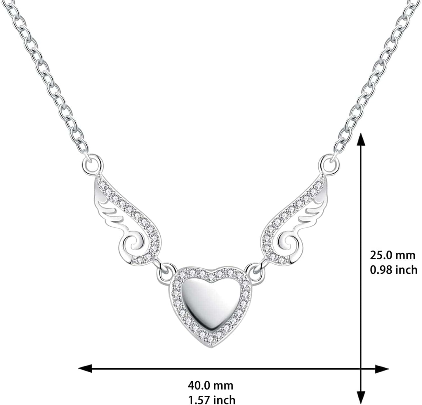 925 Sterling Silver Angel Wings Love Heart Cremation Jewelry for Ashes Memorial Urn Pendant Necklace for Women Gift