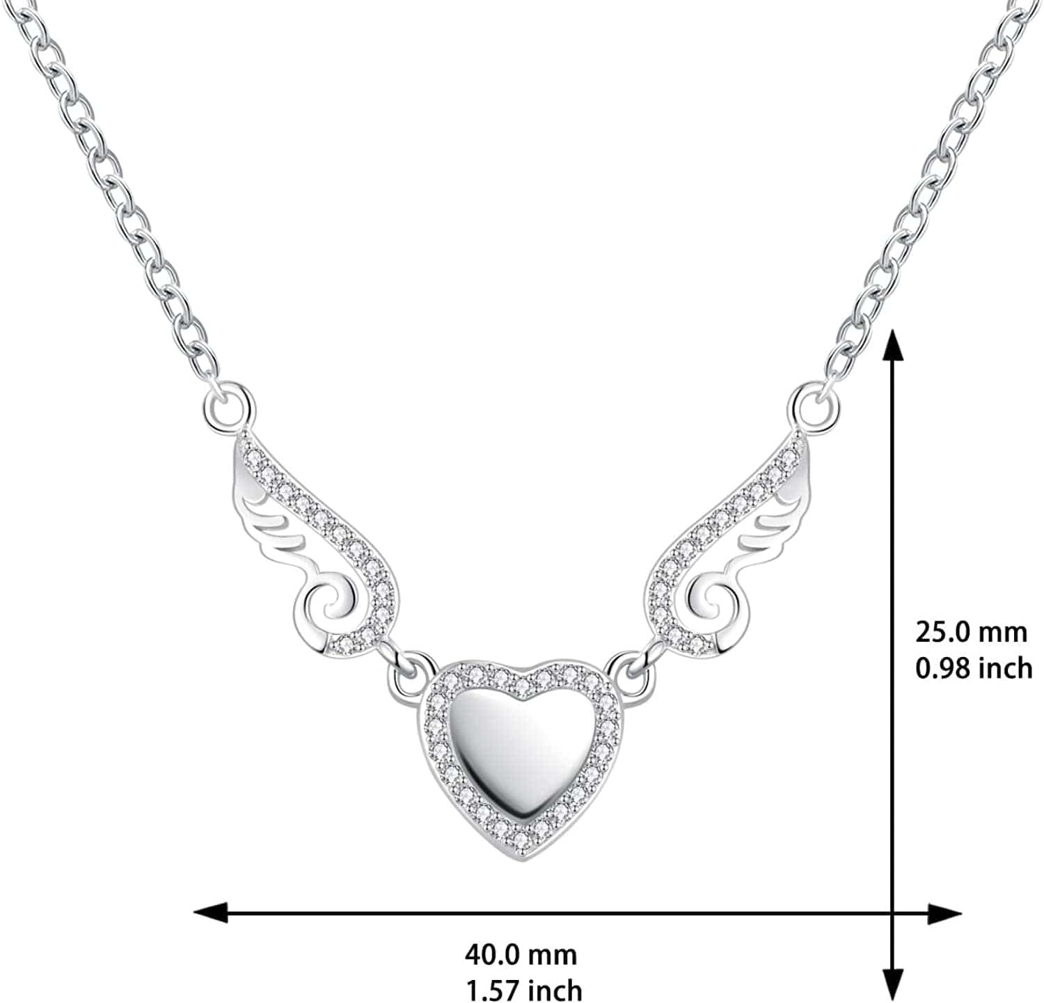 925 Sterling Silver Angel Wings Love Heart Cremation Jewelry for Ashes Memorial Urn Pendant Necklace for Women Gift