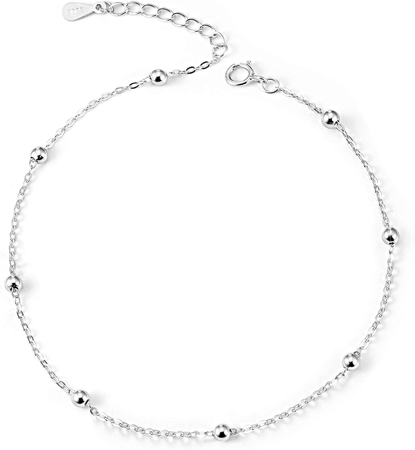 925 Sterling Silver Ankle Bracelet Multilayer Anklets for Women Satellite, Star, Cross, Circle, Butterfly, Teardrop, Oval Disk Layered Anklet Beach Jewelry Apparel & Accessories > Jewelry > Anklets CHIC & ARTSY beaded
