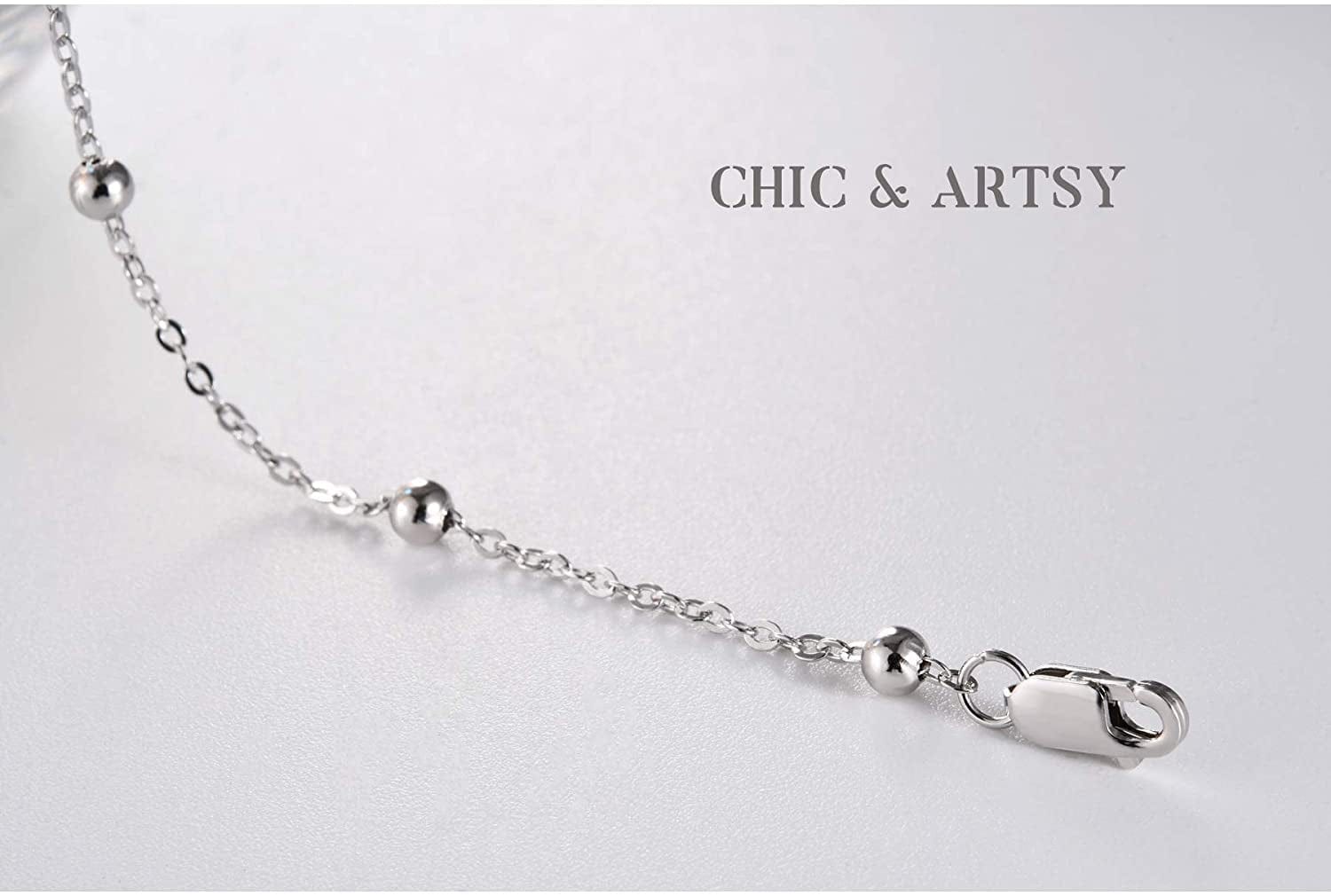 925 Sterling Silver Ankle Bracelet Multilayer Anklets for Women Satellite, Star, Cross, Circle, Butterfly, Teardrop, Oval Disk Layered Anklet Beach Jewelry Apparel & Accessories > Jewelry > Anklets CHIC & ARTSY