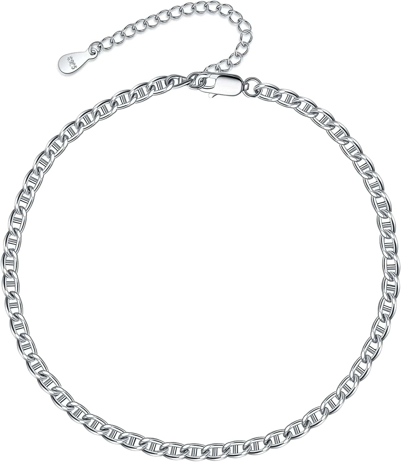 925 Sterling Silver Ankle Bracelet Multilayer Anklets for Women Satellite, Star, Cross, Circle, Butterfly, Teardrop, Oval Disk Layered Anklet Beach Jewelry Apparel & Accessories > Jewelry > Anklets CHIC & ARTSY Mariner link