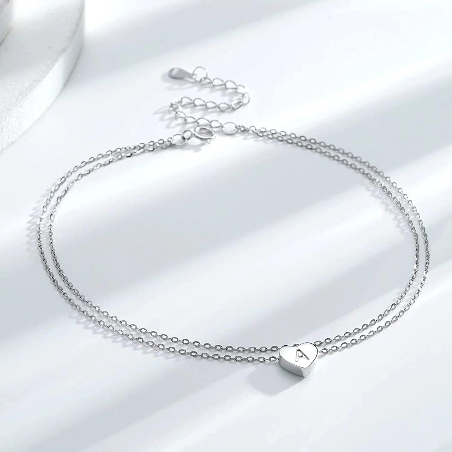 925 Sterling Silver Ankle Bracelets for Women, Silver Anklets for Women Layered Heart Ankle Bracelets Dainty Letter Initial Anklet A-Z Silver Anklets for Women Teen Girls Beach Foot Jewelry Gifts Apparel & Accessories > Jewelry > Anklets IEFSHINY