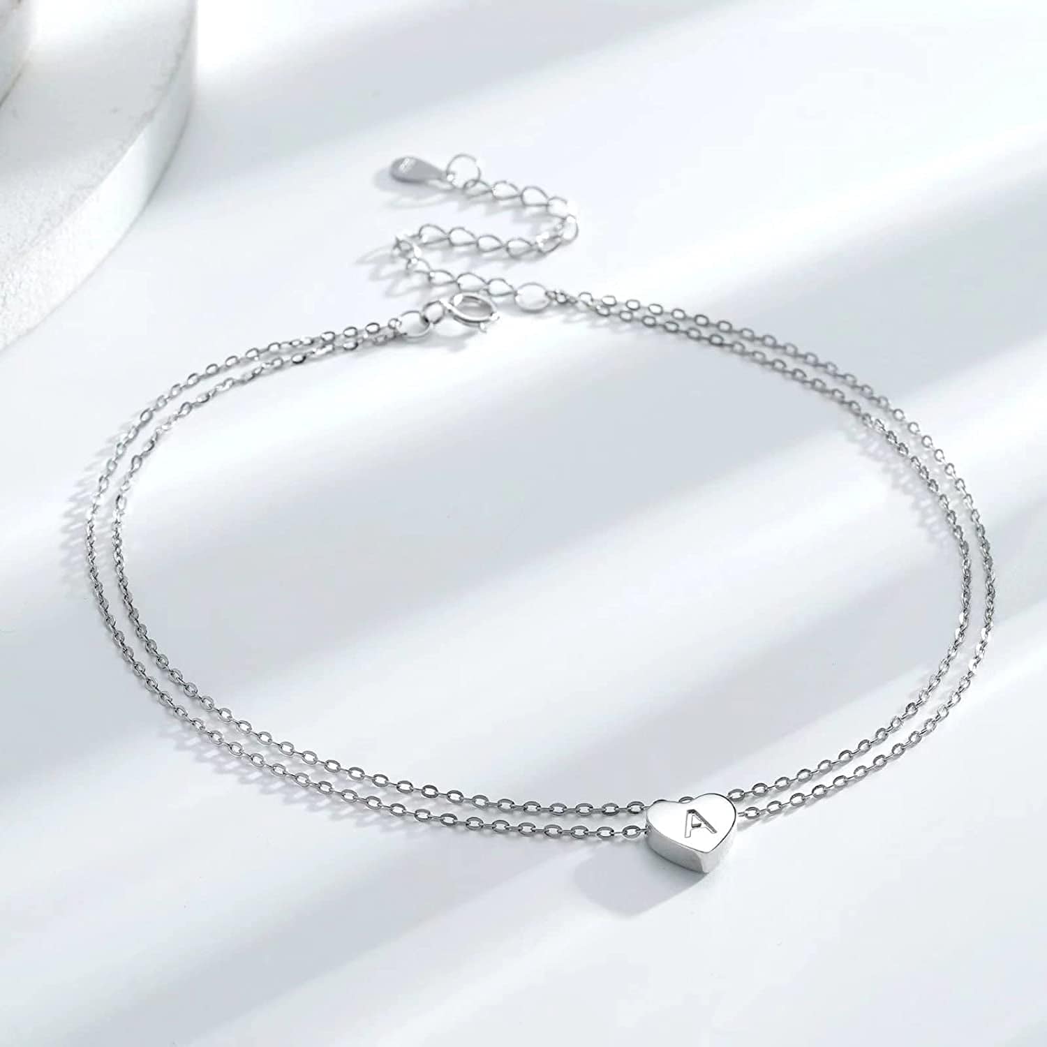 925 Sterling Silver Ankle Bracelets for Women, Silver Anklets for Women Layered Heart Ankle Bracelets Dainty Letter Initial Anklet A-Z Silver Anklets for Women Teen Girls Beach Foot Jewelry Gifts Apparel & Accessories > Jewelry > Anklets IEFSHINY